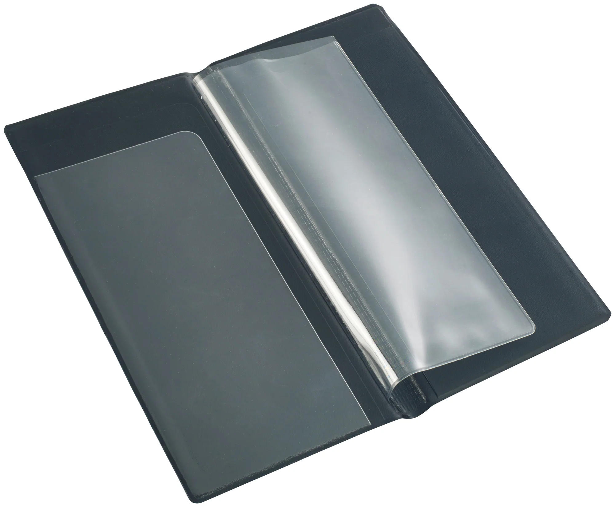 Winco CHK-3K 4.25 Inch Clear Sleeve Black Guest Check Holder with 3 Pockets - Image 4