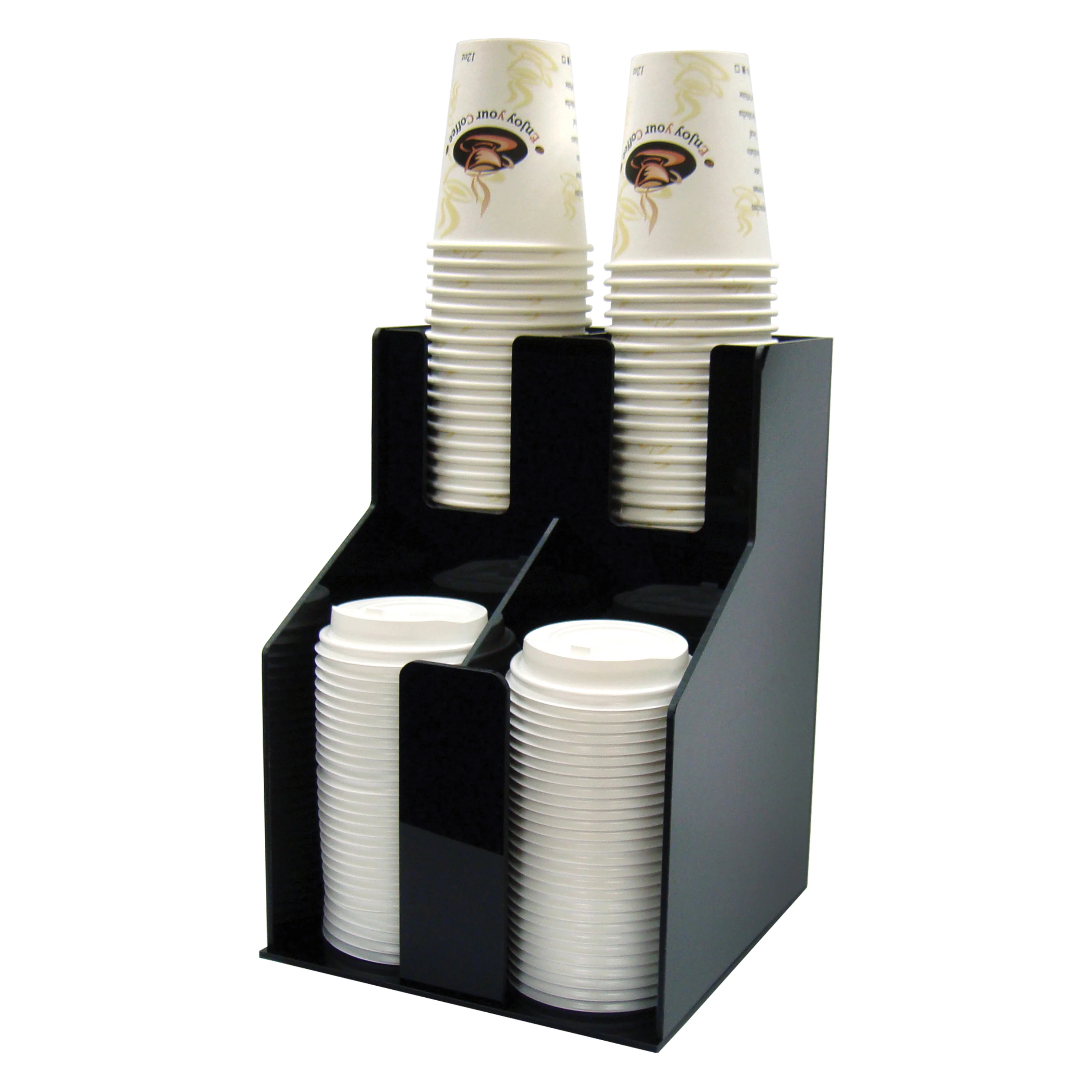 Winco CLO-2D 8-5/8 Inch Cup and Lid Organizer 2 Tier with ABS Plastic Black