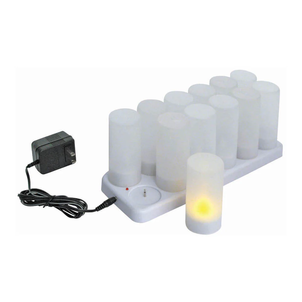 Winco CLR-12S Flameless Tealight Candle Set 1-1/2 Inch Diameter with 12 Tea Lights - Image 2