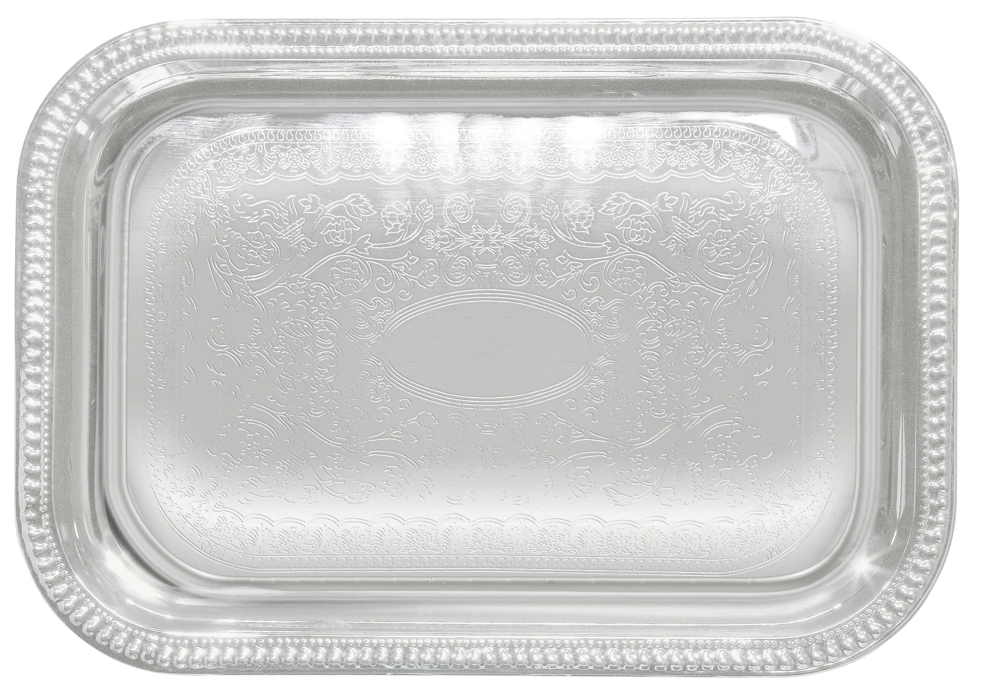 Winco CMT-1812 18 Inch Chrome Plated Serving Tray with Gadroon Edge - Image 2