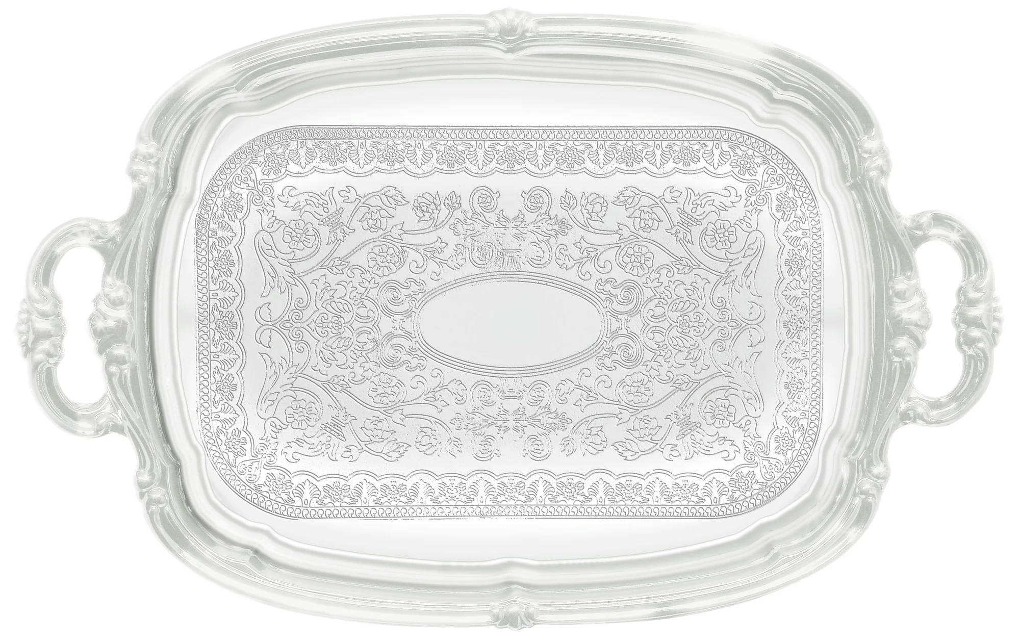 Winco CMT-1912 19 Inch Chrome Plated Rectangular Serving Tray with Handles