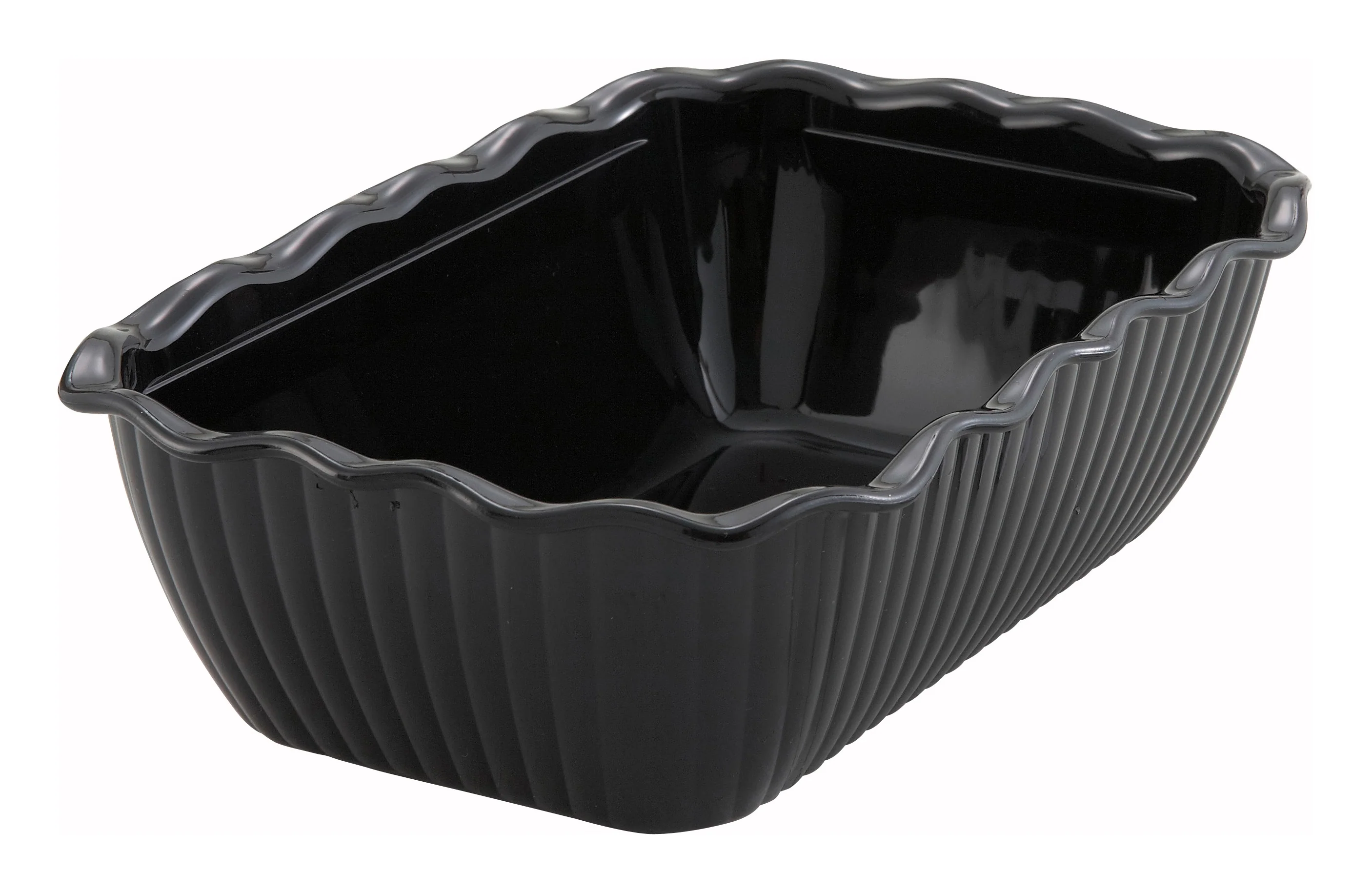 Winco CRK-10K 10 Inch Rectangular Deli Crock BPA-Free SAN Black with Fluted Design - Image 2