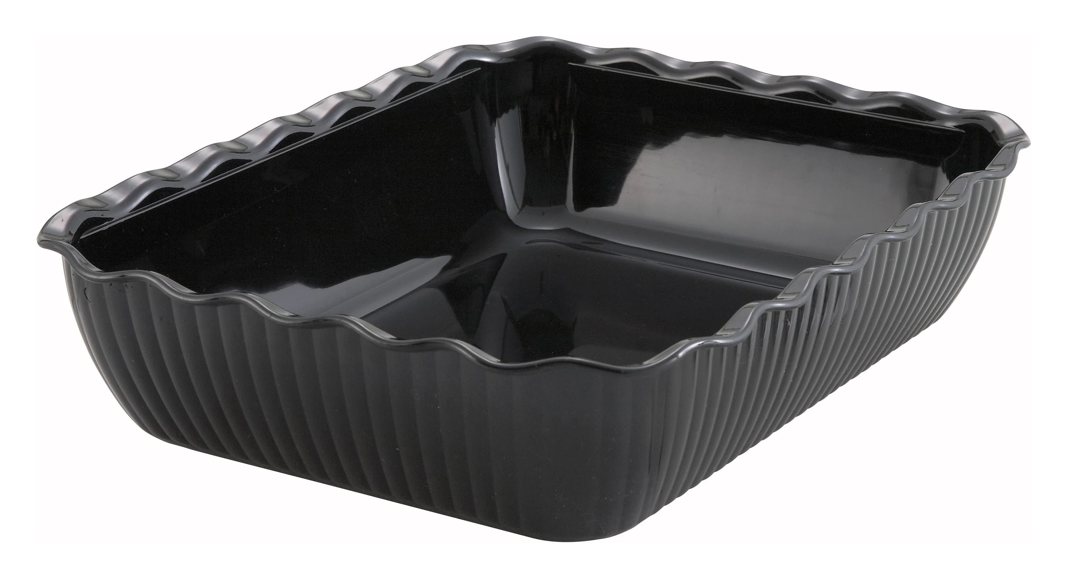 Winco CRK-13K 13 Inch Width Deli Crock Fluted BPA Free Black SAN - Image 2