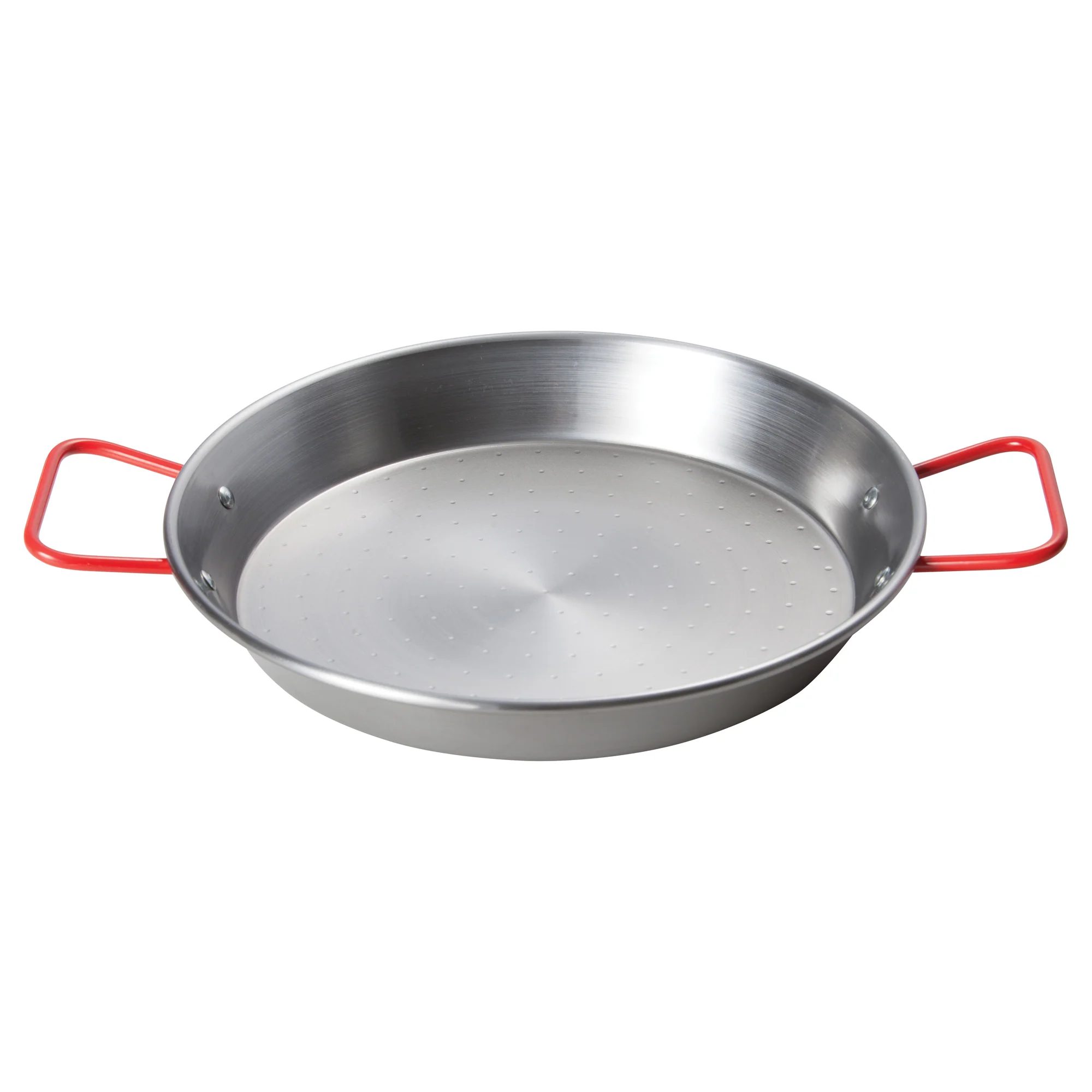 Winco CSPP-11 11 Inch Diameter Round Paella Pan with 2 Handles Polished Carbon Steel - Image 2