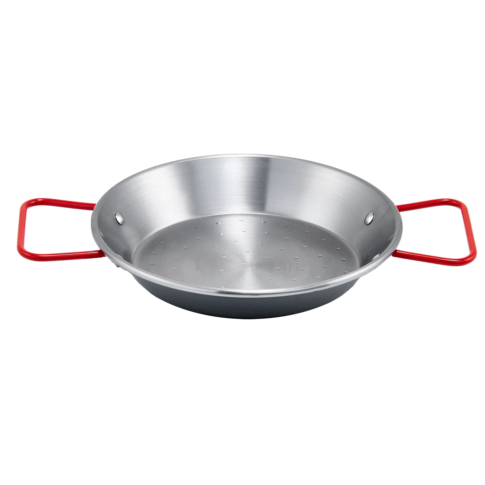 Winco CSPP-7 7-7/8 Inch Diameter Round Paella Pan Polished Carbon Steel with Riveted Handles - Image 2