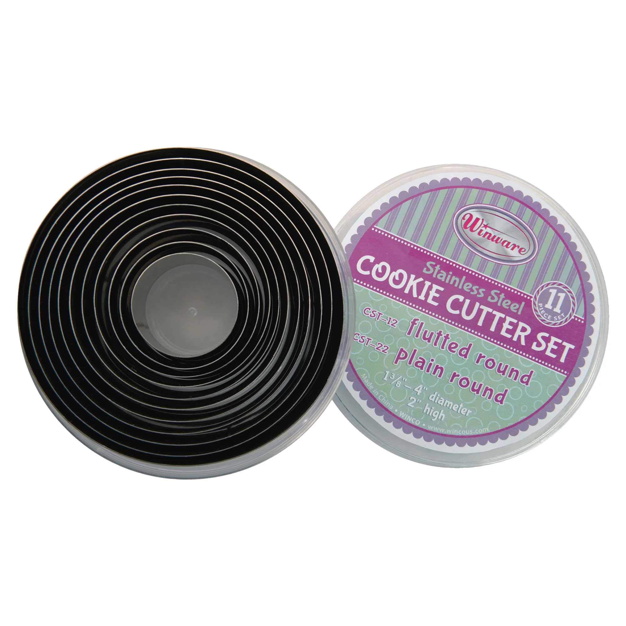 Winco CST-22 1-3/8 to 4 Inch Cookie Cutter Set Stainless Steel with Storage Container - Image 2