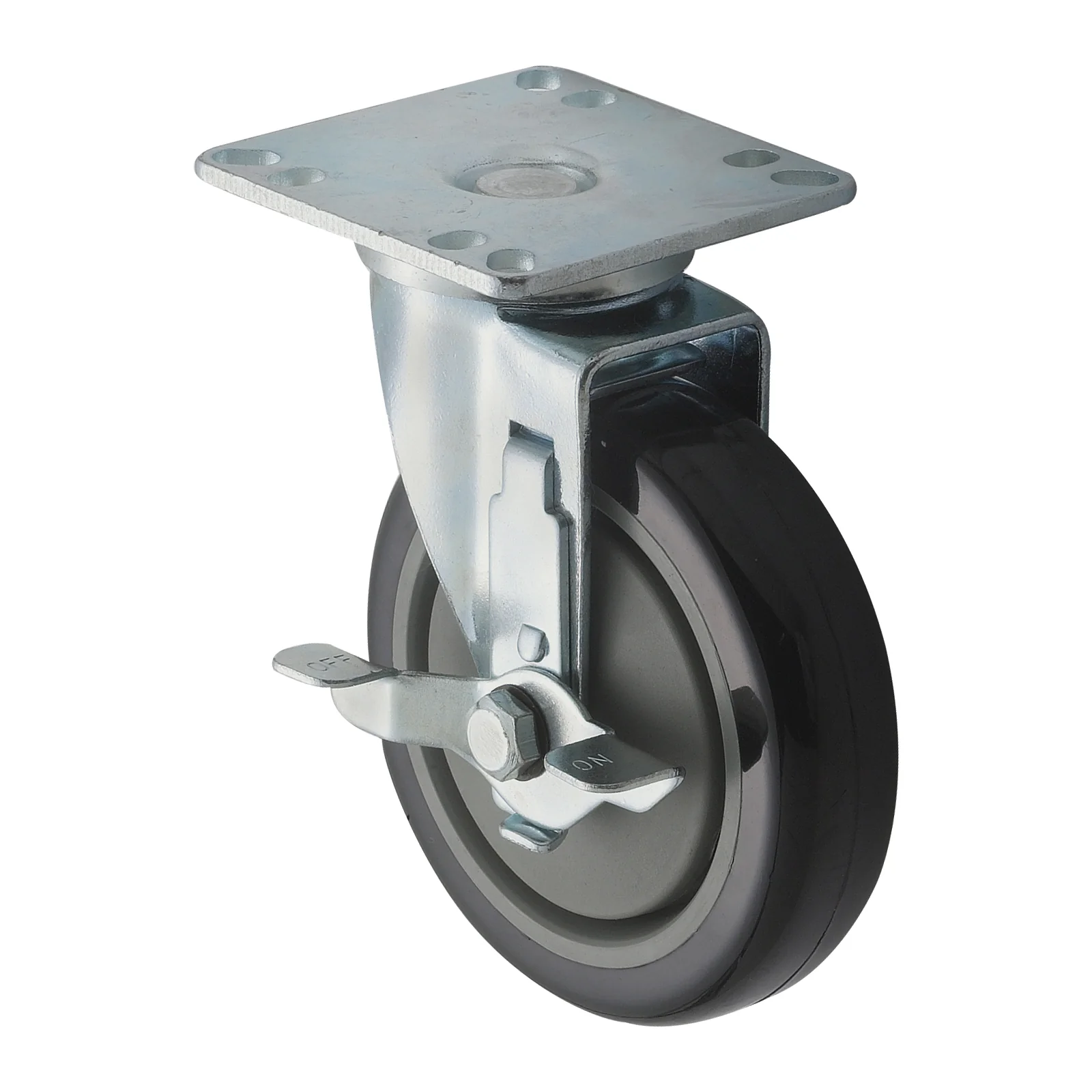 Winco CT-33B 5 Inch Diameter Caster Set with Brakes Polyurethane Material - Image 3