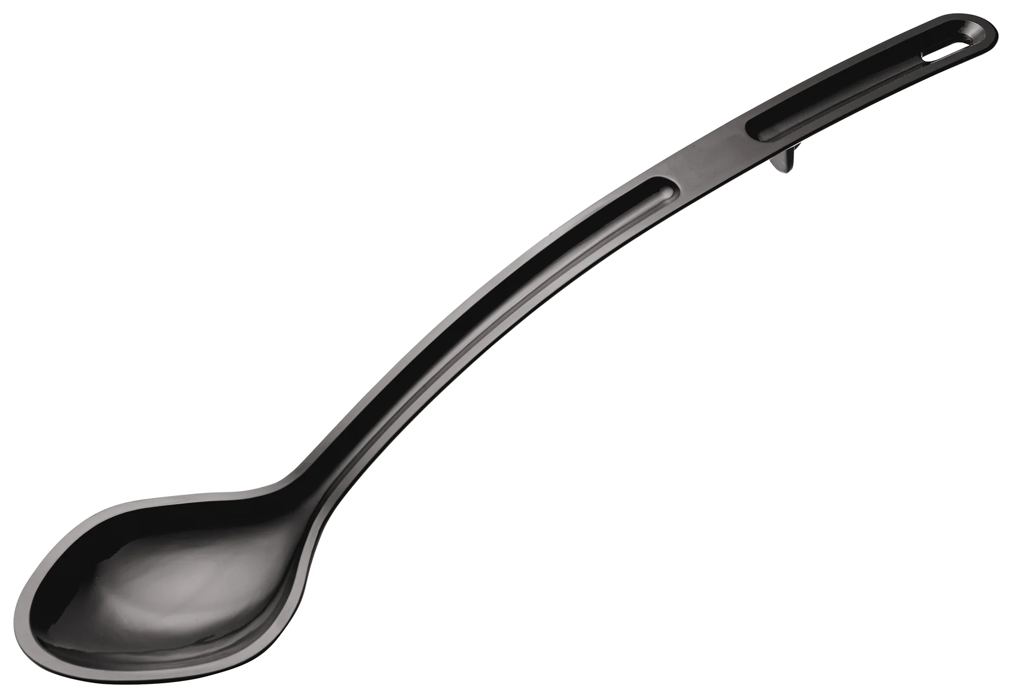 Winco CVSS-15K 15 Inch Serving Spoon Solid Non-Insulated Polycarbonate Black - Image 2