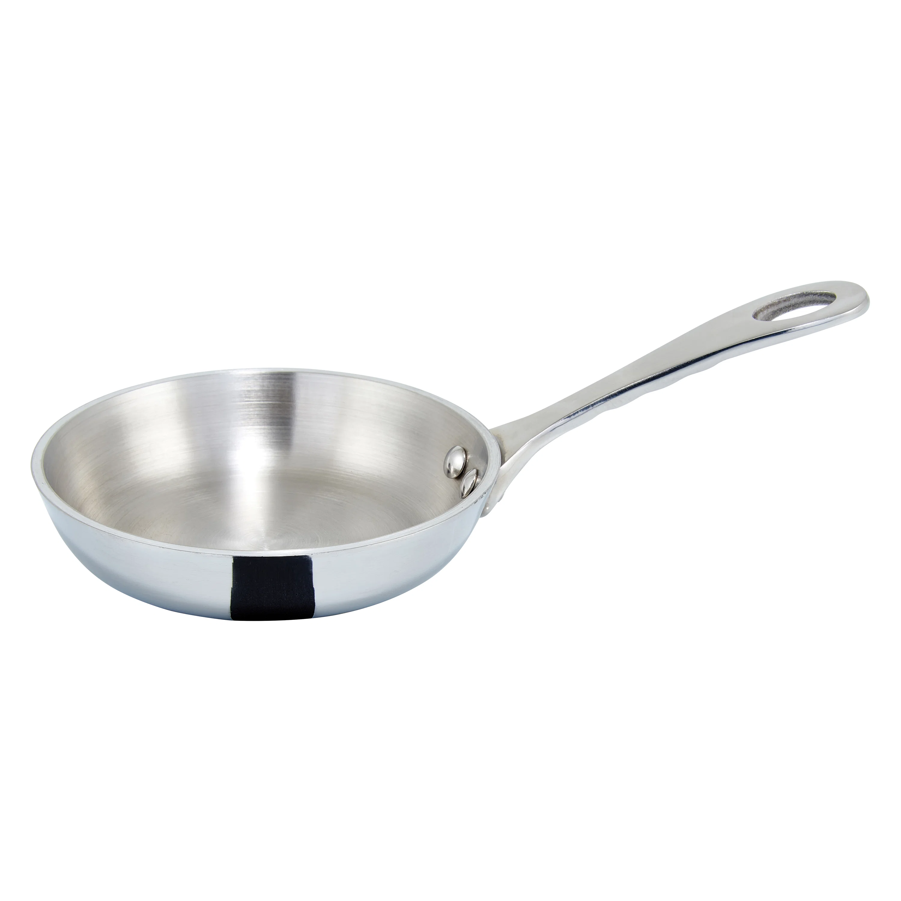 Winco DCFP-4S 5 Oz Mini Fry Pan 4 Inch Diameter Induction Ready Stainless Steel with Riveted Handle - Image 3