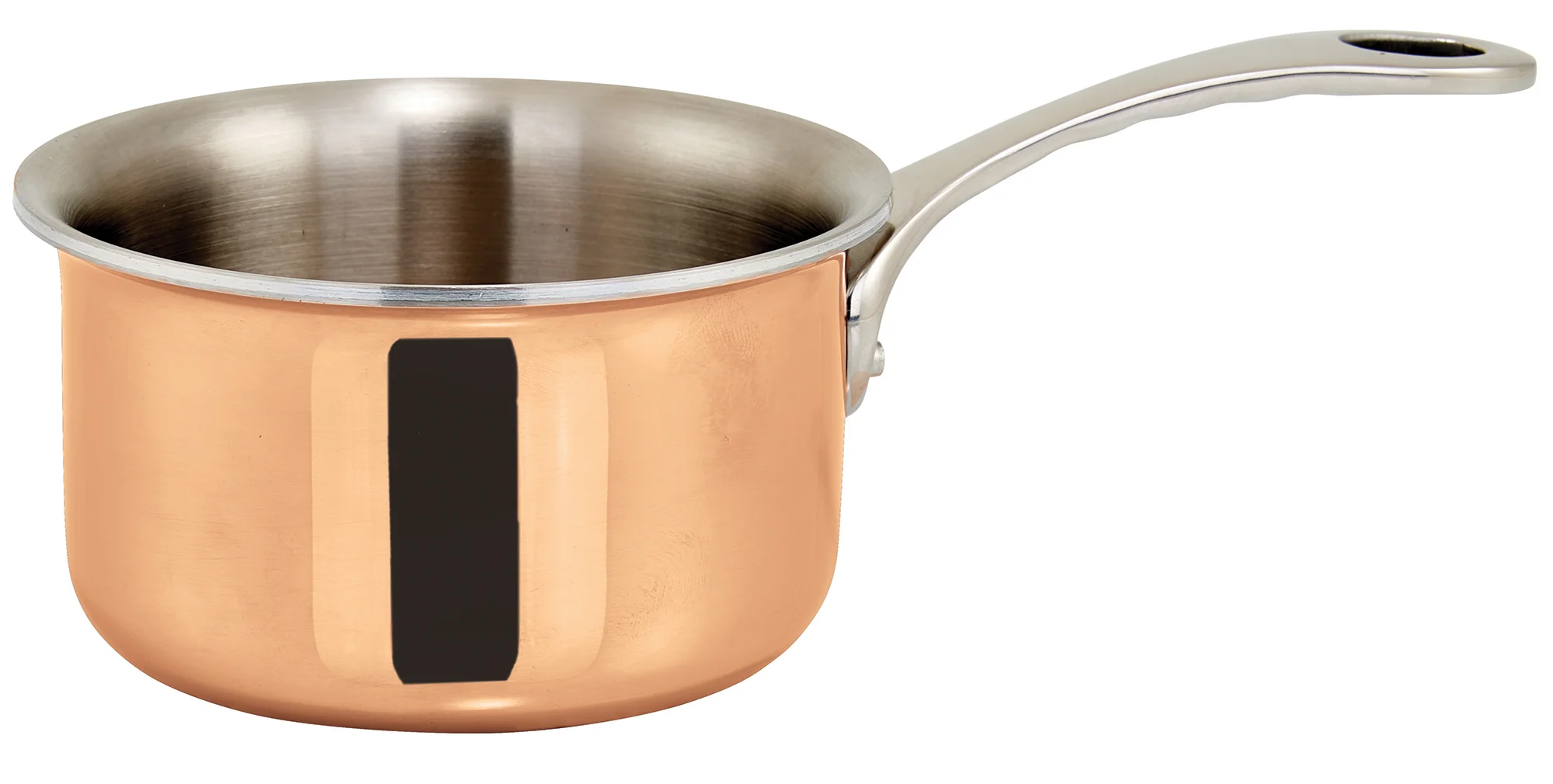 Winco DCSP-3C 11 Oz Mini Sauce Pan Round Induction Ready Riveted Handle Tri-ply Aluminum Copper Plated - Image 2