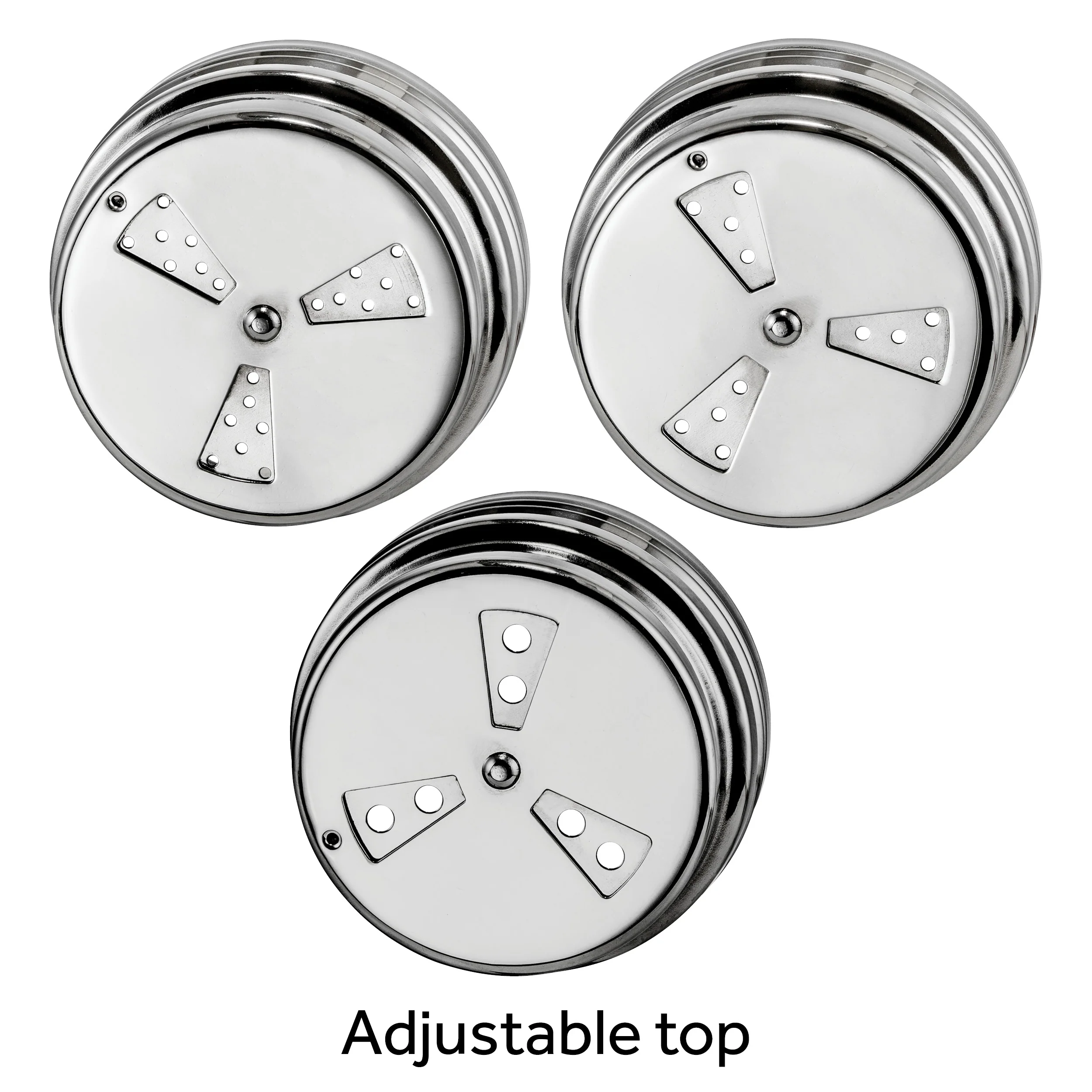 Winco DRG-8P 8 Oz Shaker Dredge 3-way Adjustable Top Stainless Steel Mirror Finish - Image 3