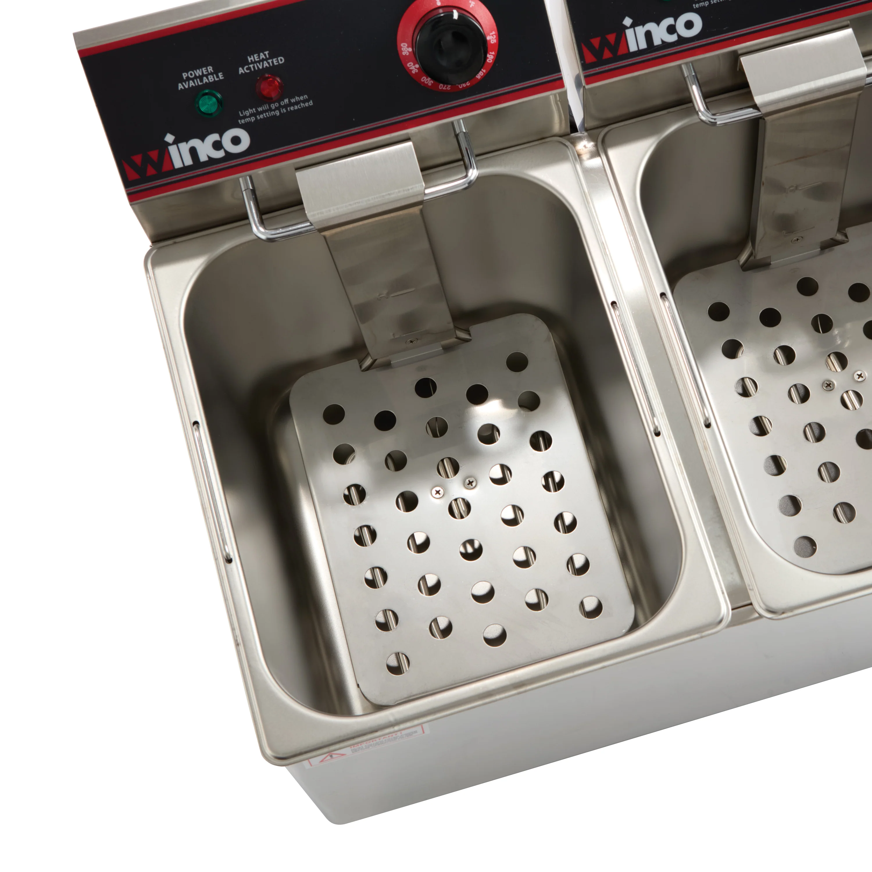 Winco EFT-32 21 Inch Electric Deep Fryer with 2 Tanks and Covers - Image 2
