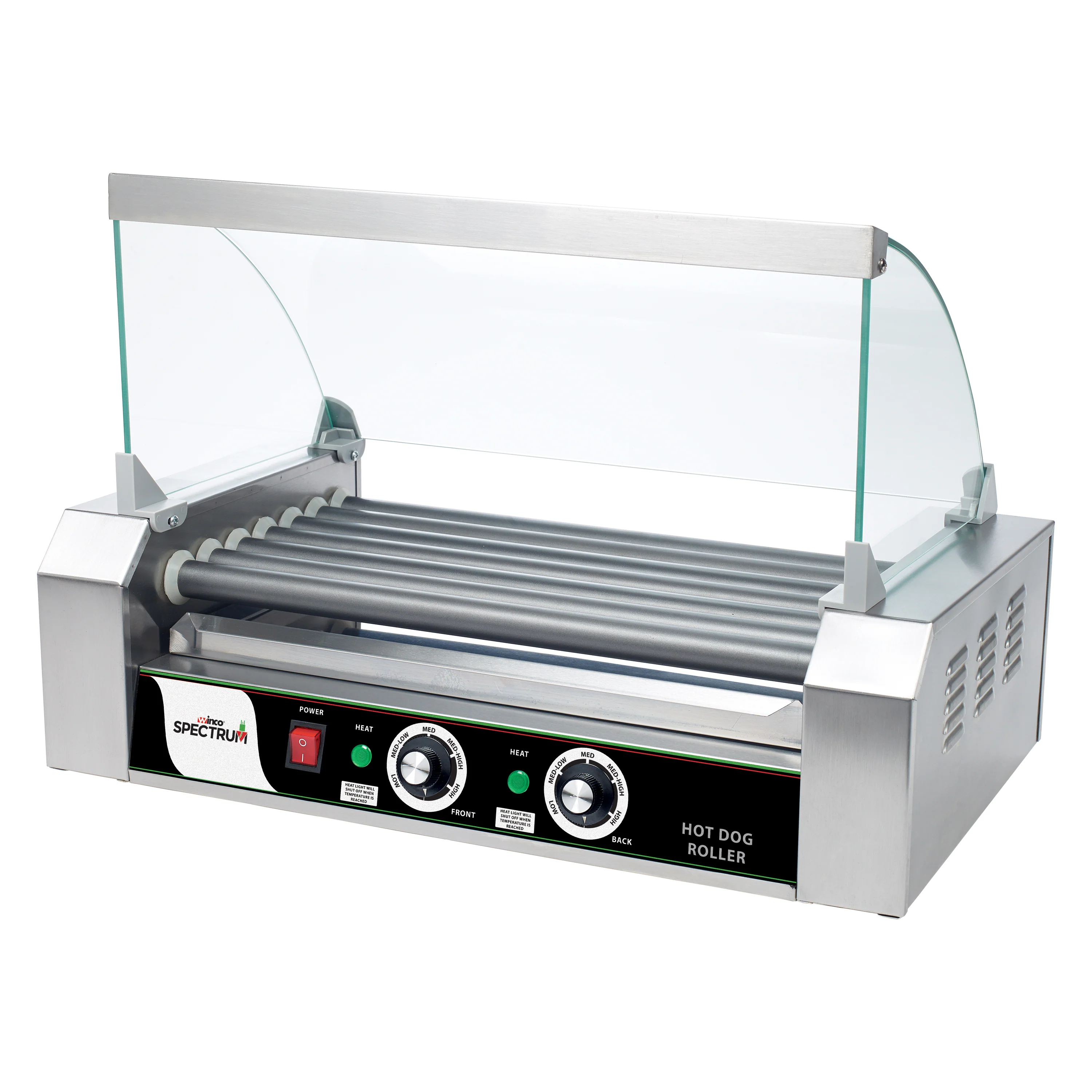 Winco EHDG-7SG 20 Inch Hot Dog Grill Sneeze Guard Glass Clear with Pass-thru Design - Image 3
