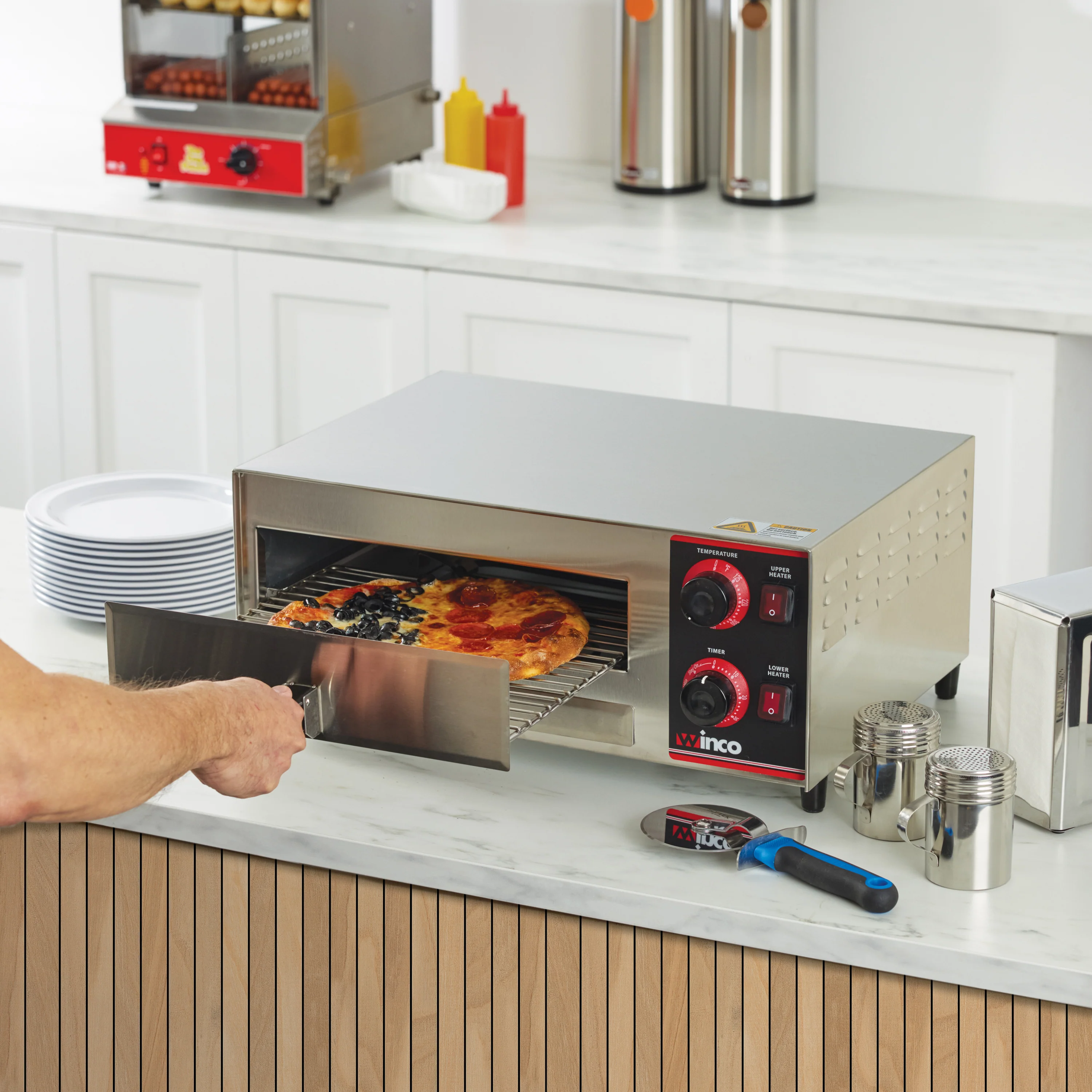 Winco EPO-1 20 Inch Electric Pizza Oven Countertop with Dial Control - Image 5