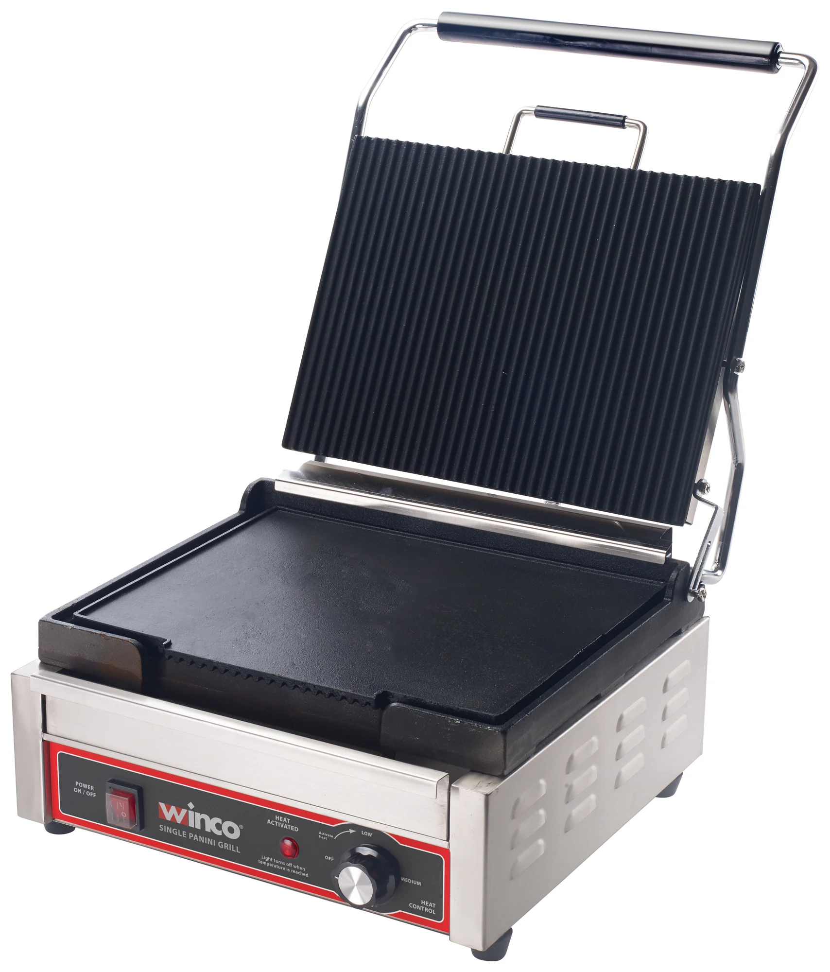 Winco EPSG-RF1C 14 Inch Set-On Griddle Cast Iron Convertible Ribbed to Flat - Image 3