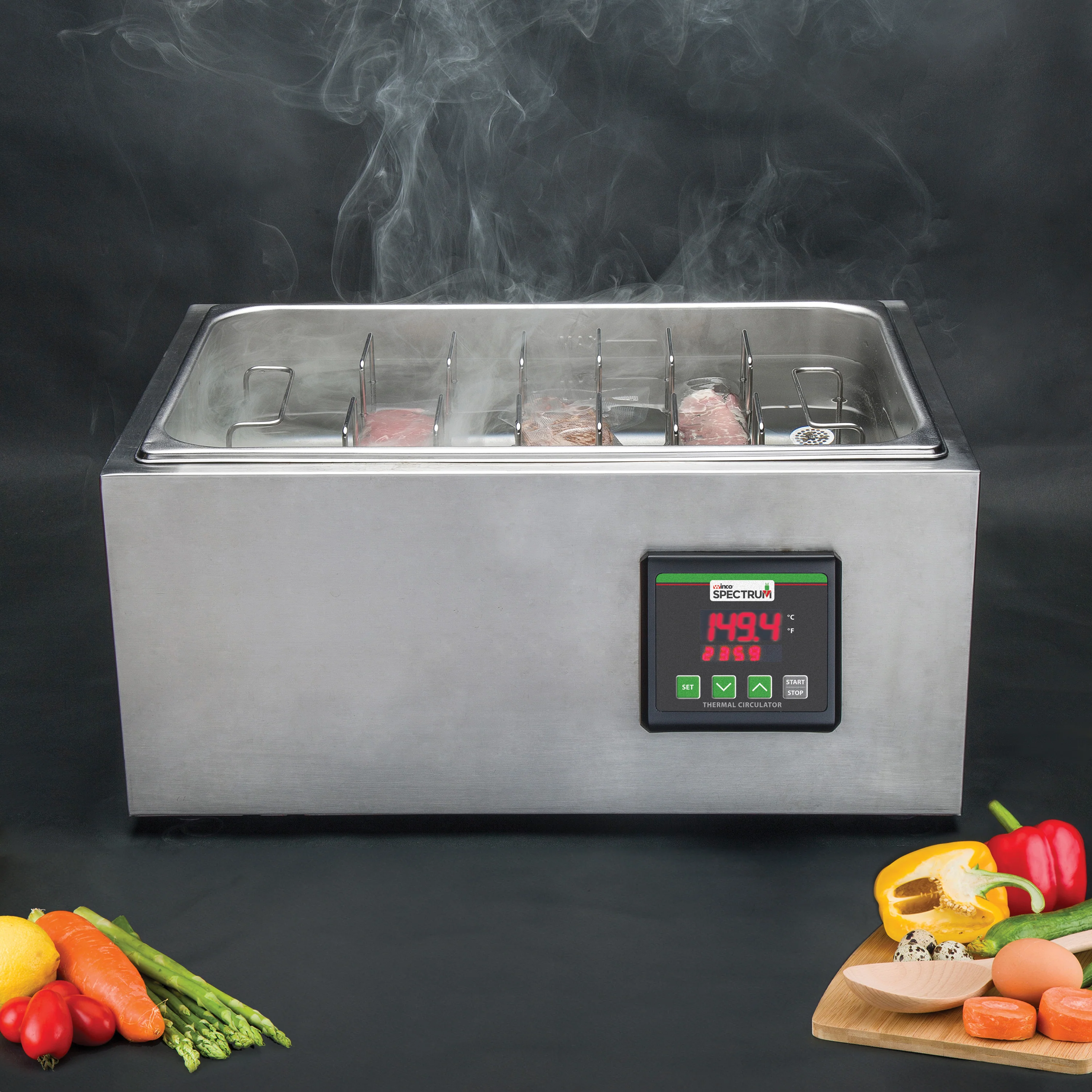 Winco ESVC-28D 26 Inch Water Bath System Electric Sous Vide Cooker with Digital Control Panel Stainless Steel - Image 3