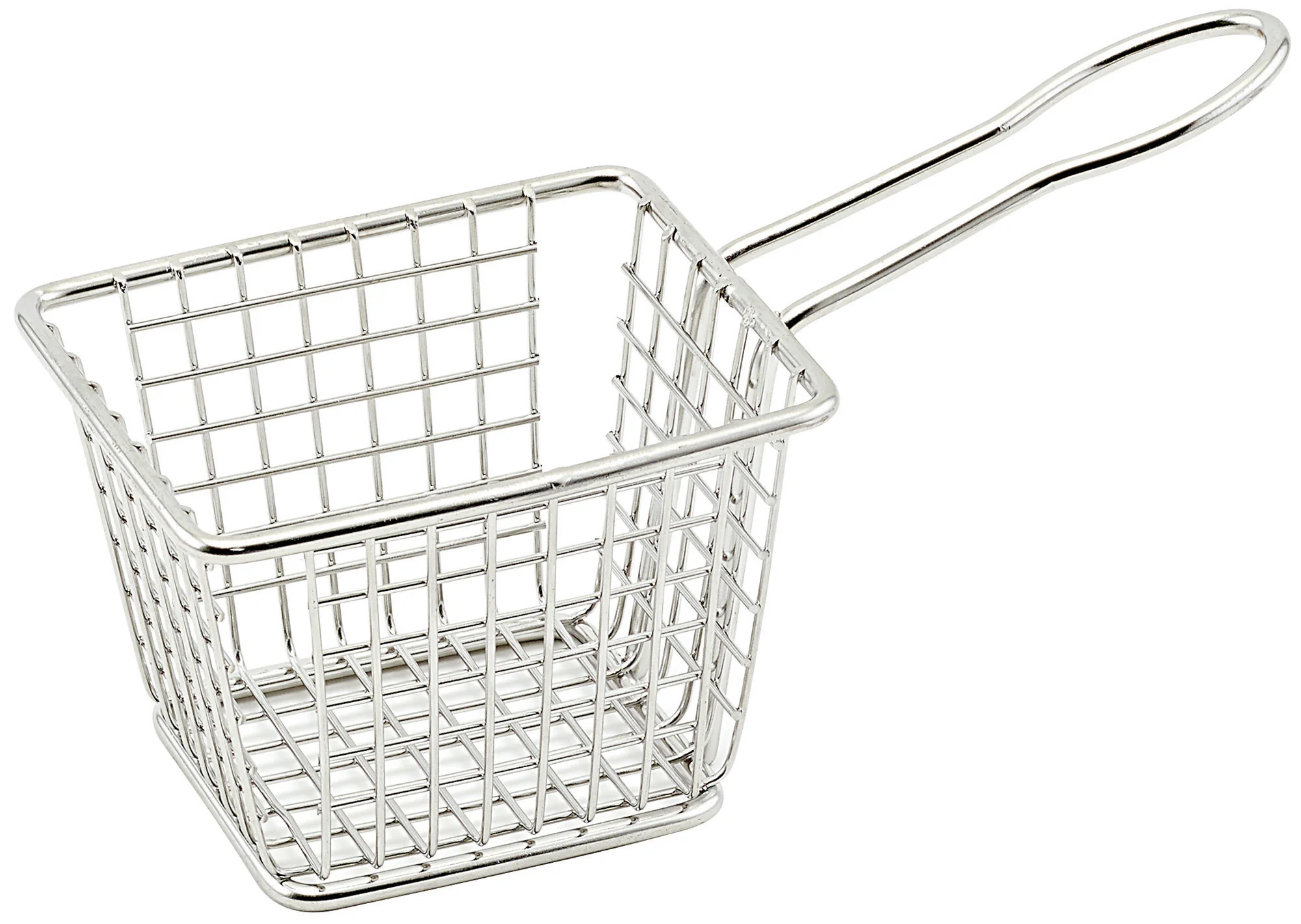 Winco FBM-433T 4" Rectangular Mini Fry Serving Basket | 18/8 Stainless Steel & Dishwasher Safe - Image 2