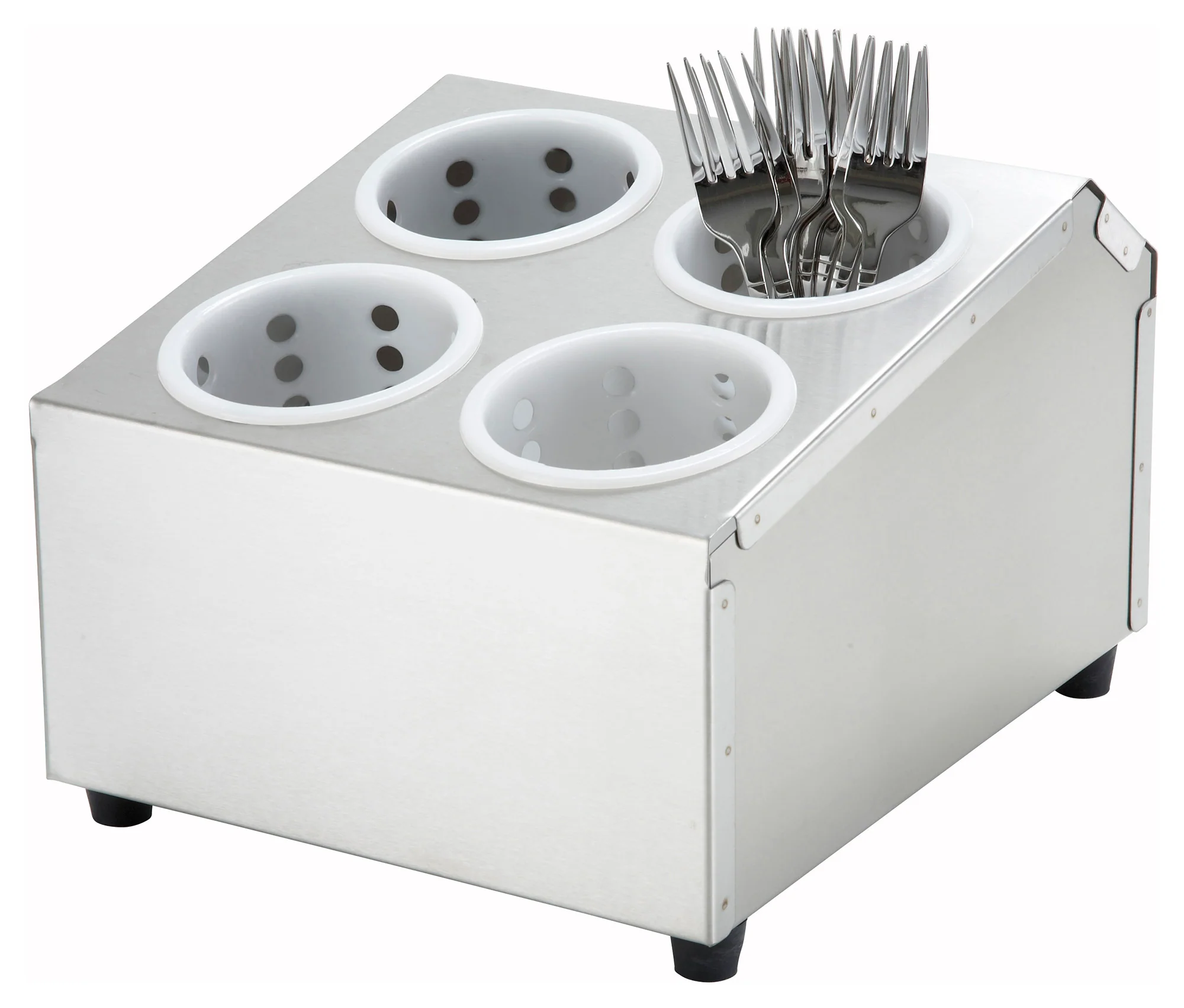 Winco FC-4H Stainless Steel 2-Tier Flatware Cylinder Holder with 4 Holes - Image 2