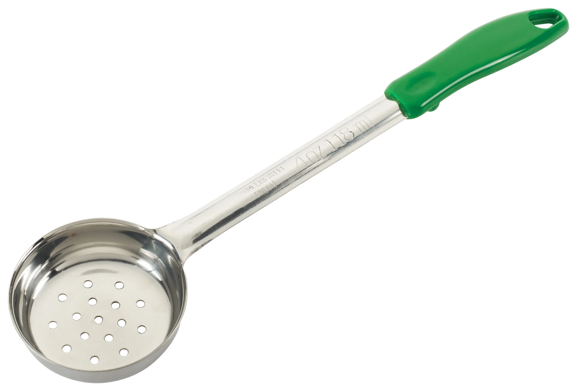 Winco FPP-4 4 Oz. One-piece Perforated Food Portioner Green Stainless Steel - Image 2