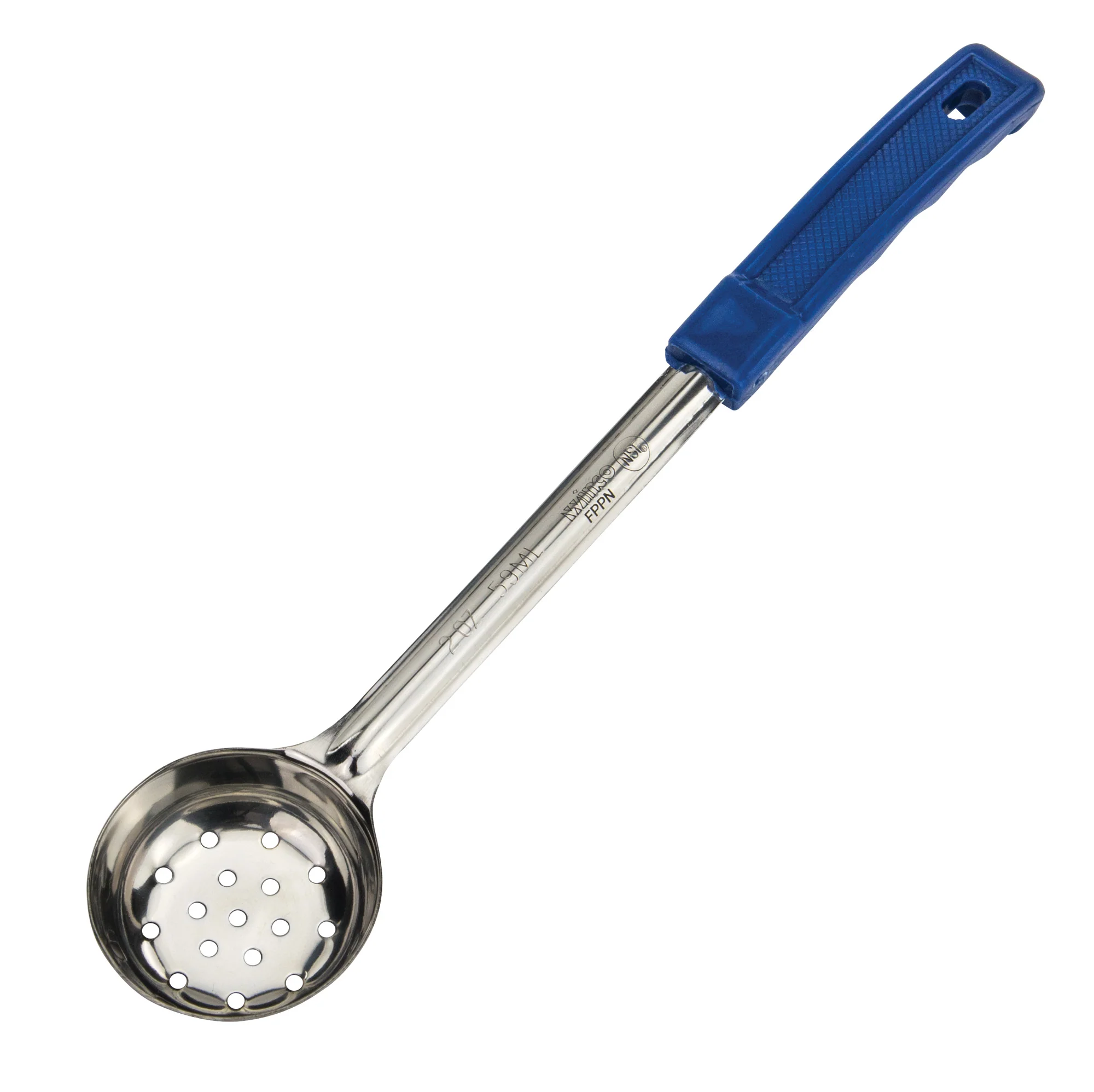 Winco FPPN-2 2 Oz Perforated Food Portioner Stainless Steel Blue Handle - Image 2