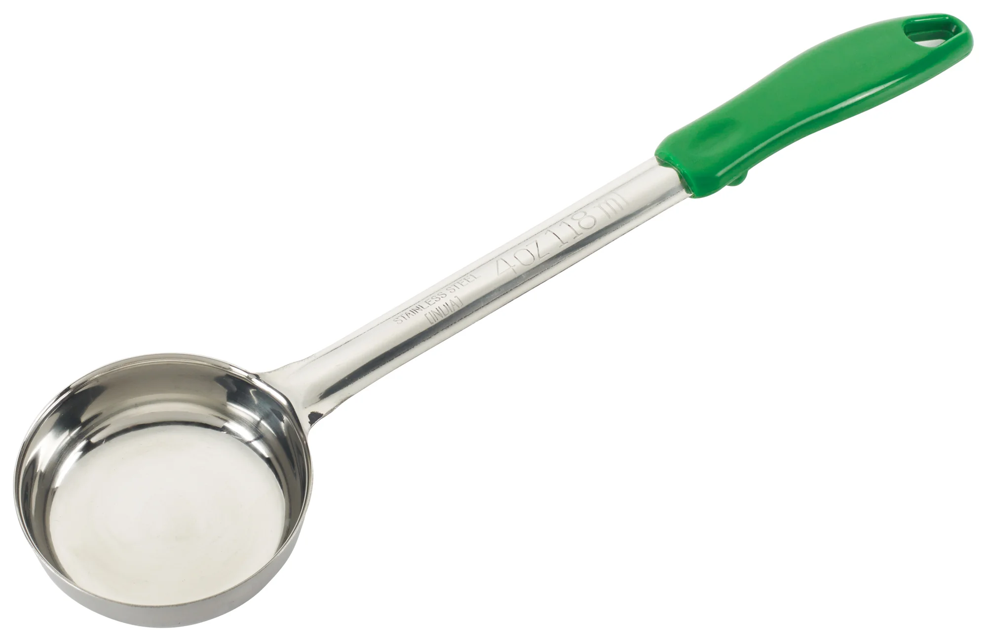 Winco FPS-4 4 Oz Food Portioner Solid Stainless Steel Green Handle - Image 2