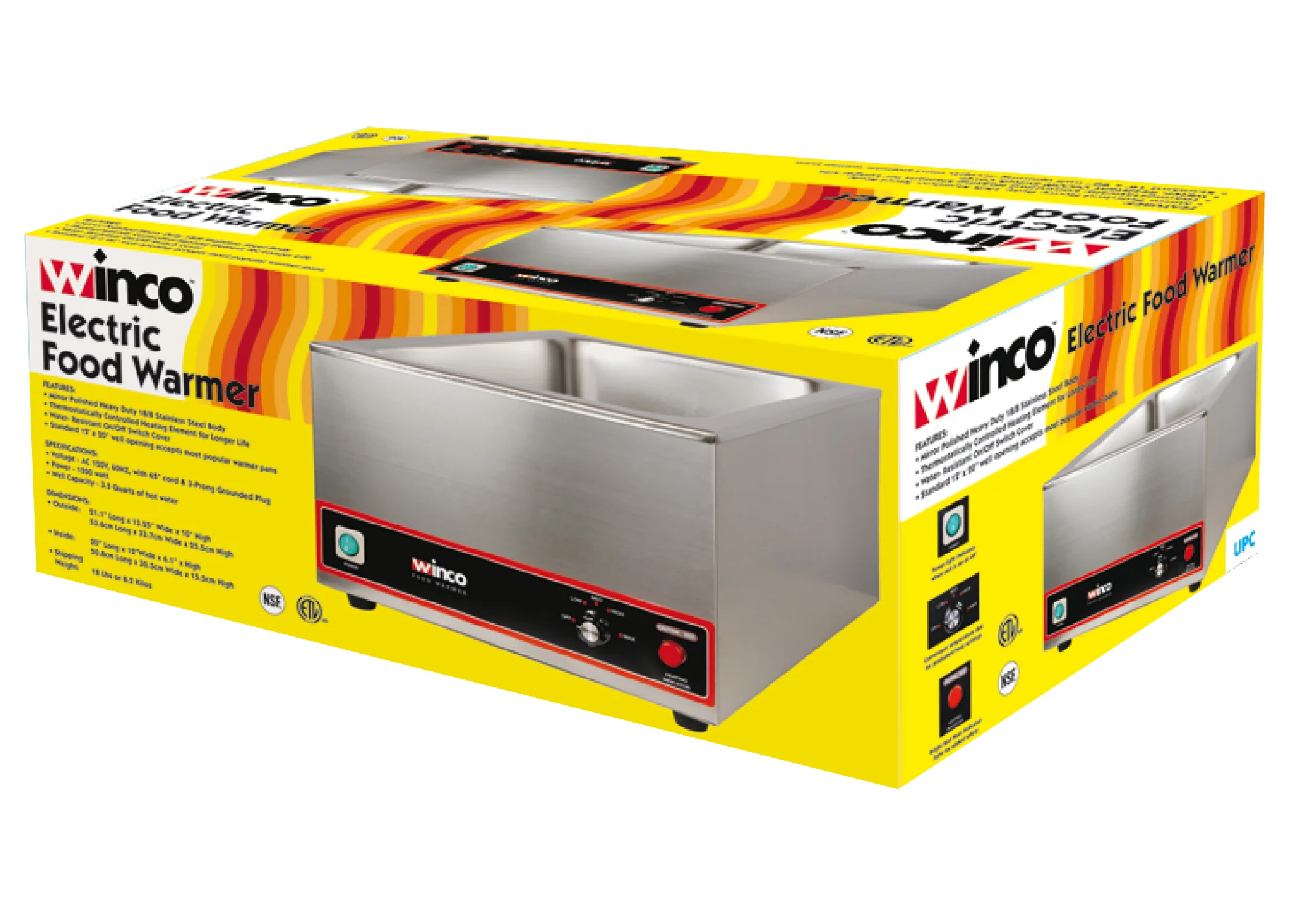 Electric Food Warmer 22 Inch - Winco FW-S500 1200W Countertop with Temp Control - Image 3