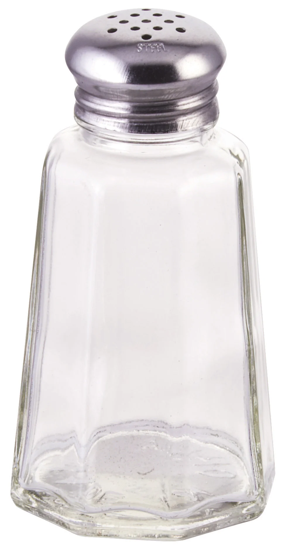 Winco G-106 2 Oz Glass Shaker Paneled with Stainless Steel Top Glass