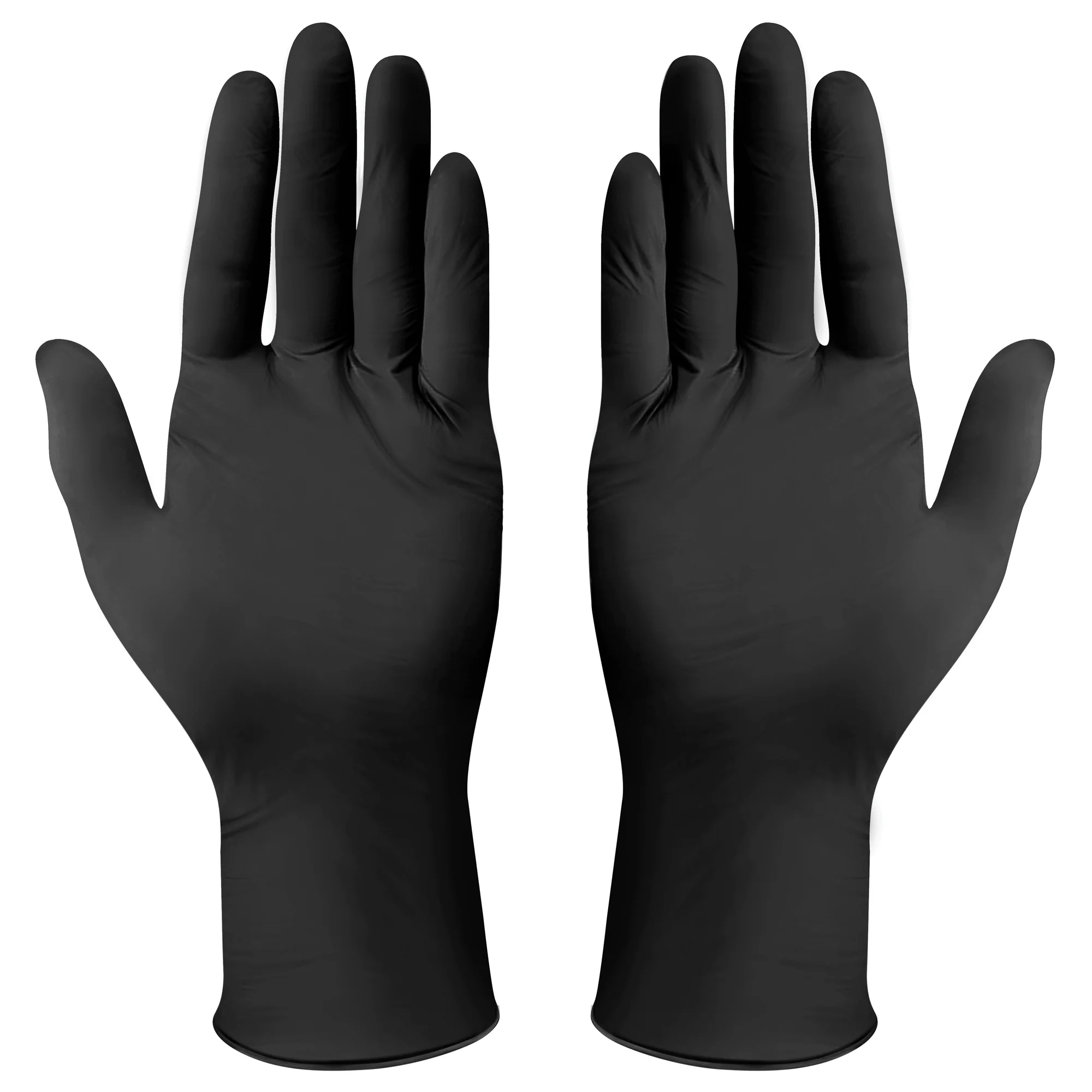 Winco GLN-LB Nitrile Disposable Gloves L Powder-Free Black 3Mil - 100 Count