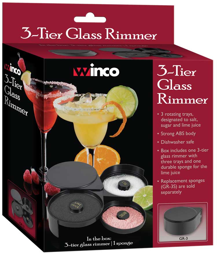 Winco GR-3 6 Inch 3 Tier Margarita Glass Rimmer With Sponge Plastic NSF - Image 3