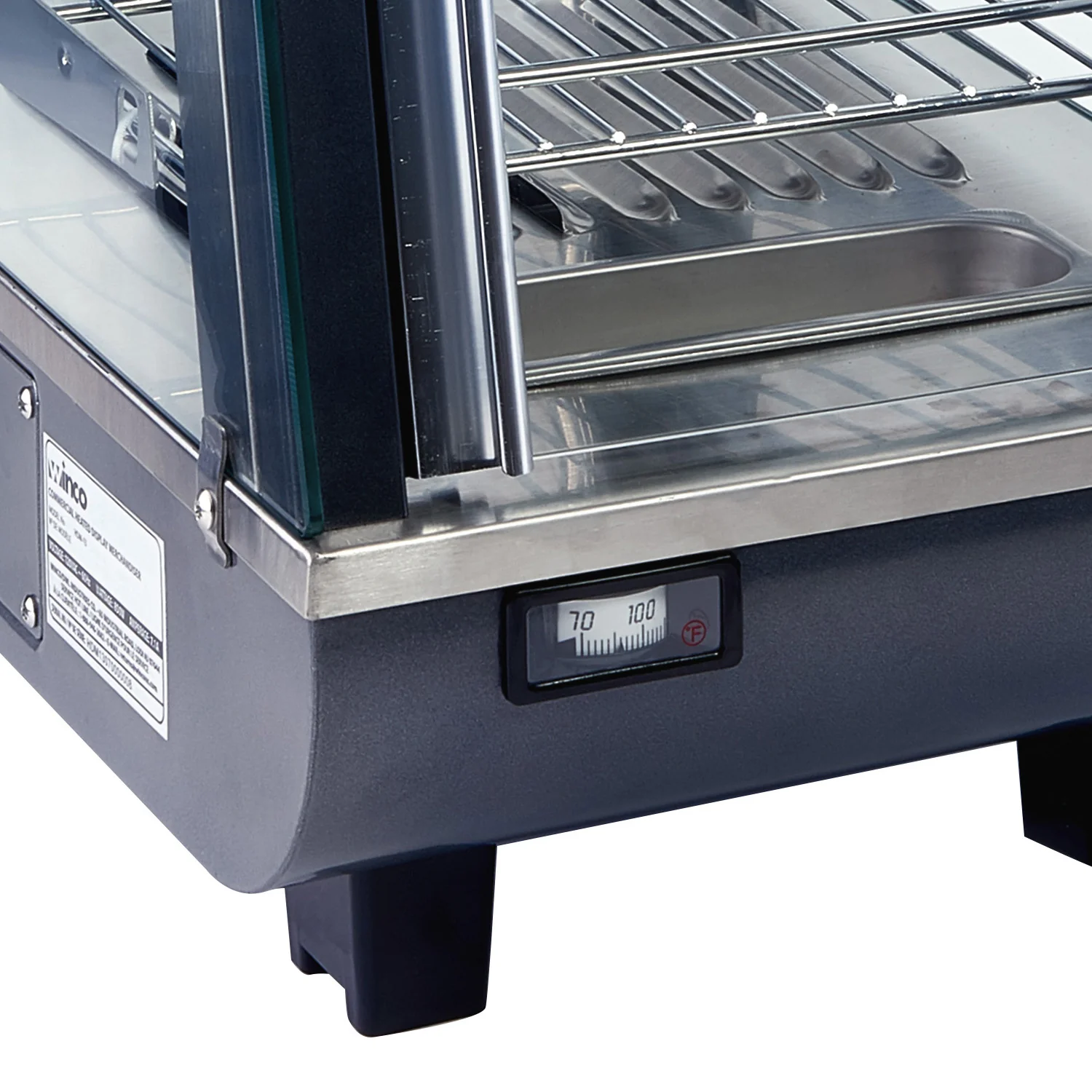 Winco HDM-13 13-1/2 Inch Heated Display Merchandiser Countertop with Shelves - Image 3