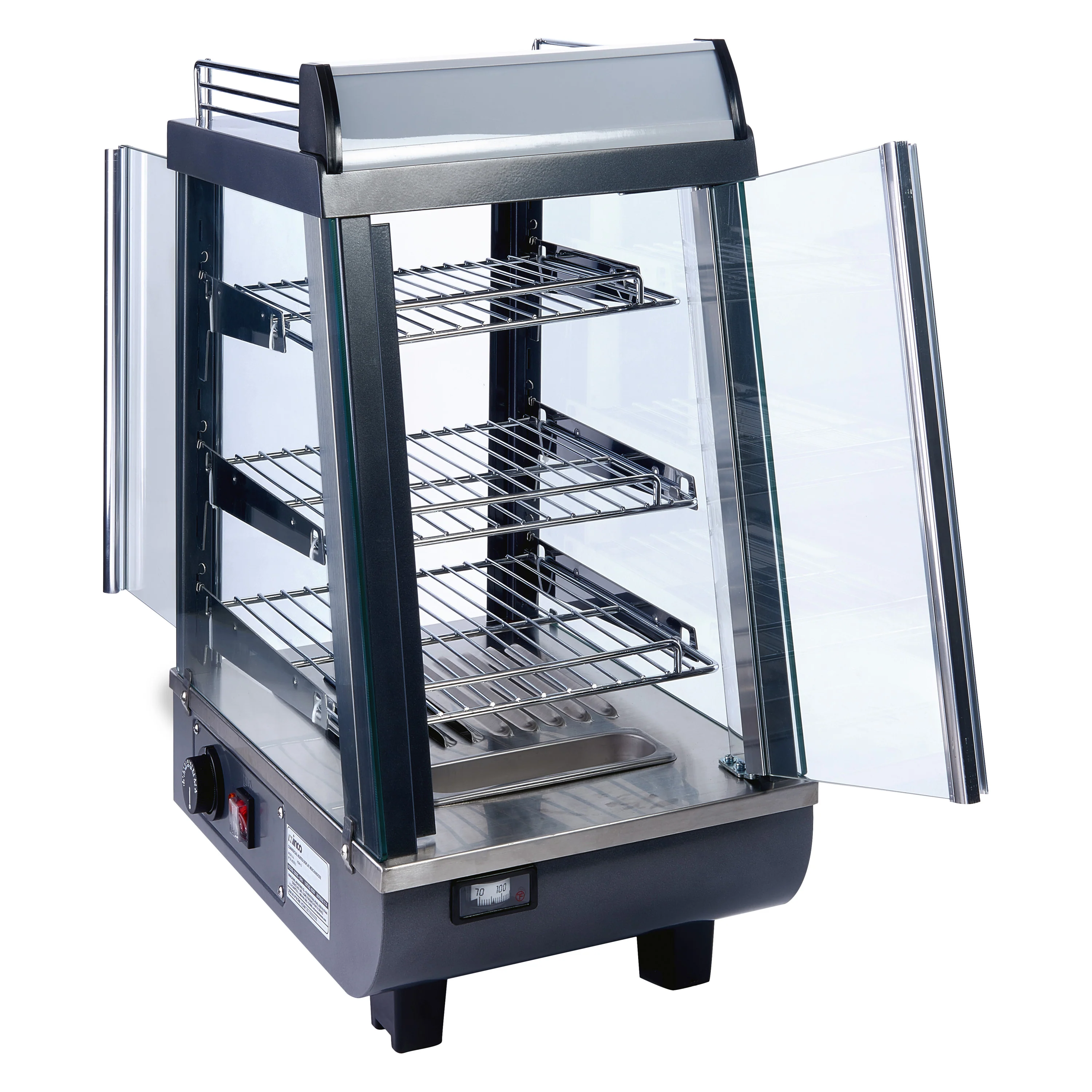 Winco HDM-13 13-1/2 Inch Heated Display Merchandiser Countertop with Shelves - Image 4