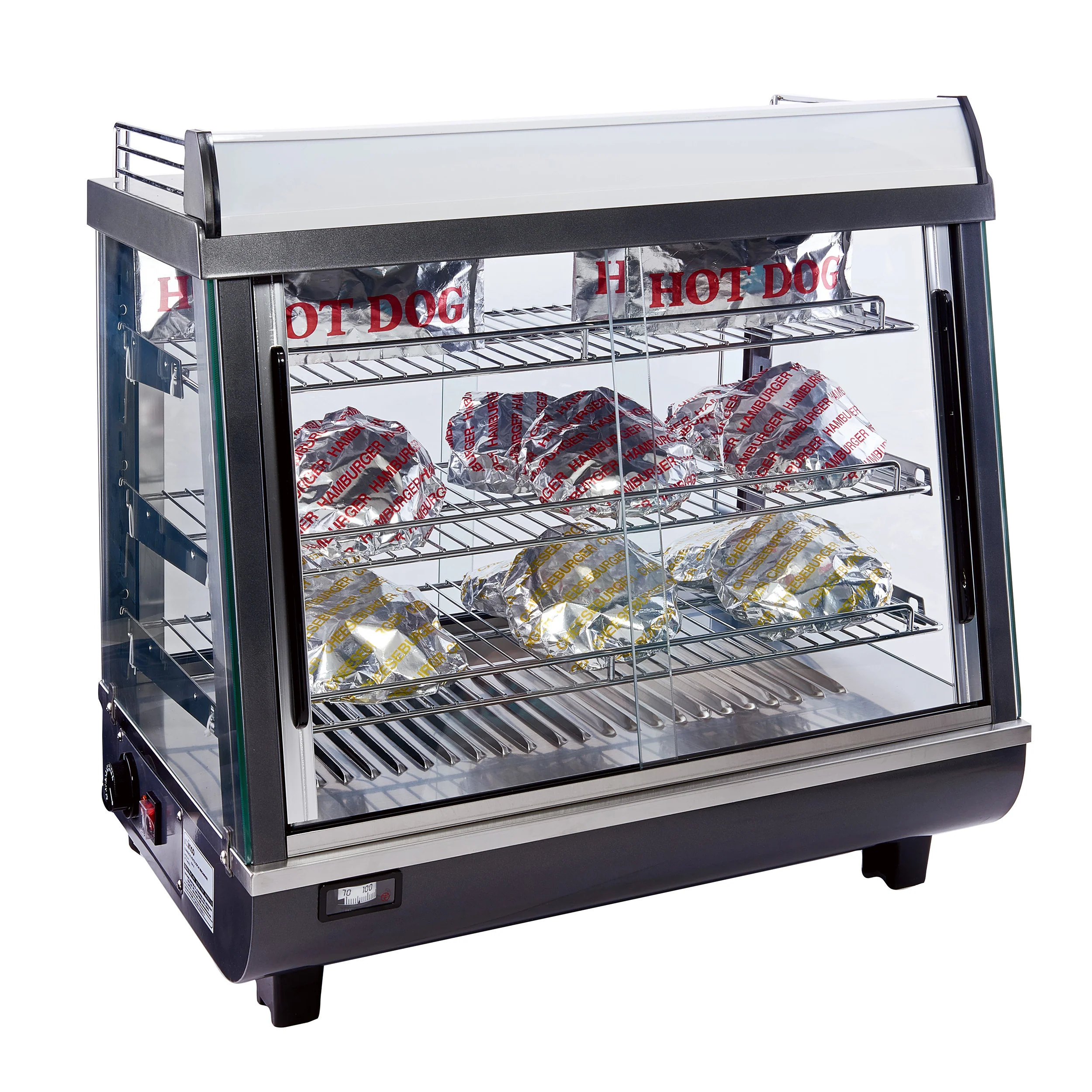 Winco HDM-26 26-1/2 Inch Heated Display Merchandiser Countertop with 3 Shelves - Image 3