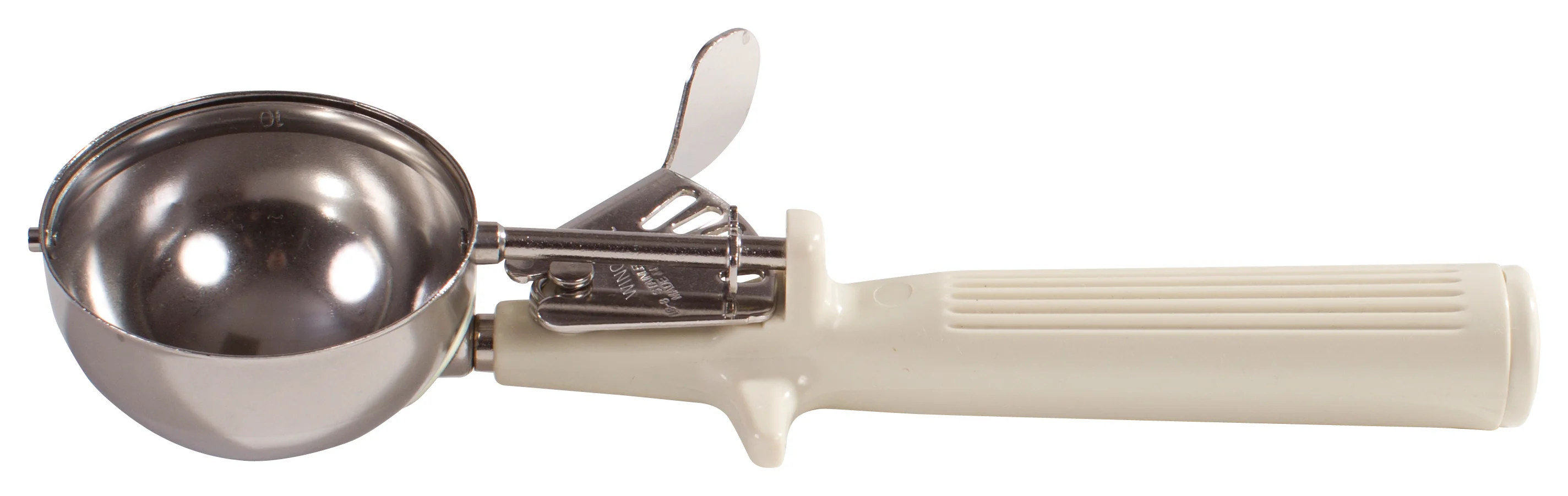 Winco ICOP-10 3-1/4 Oz Disher Round One Piece Handle Ivory Stainless Steel - Image 2
