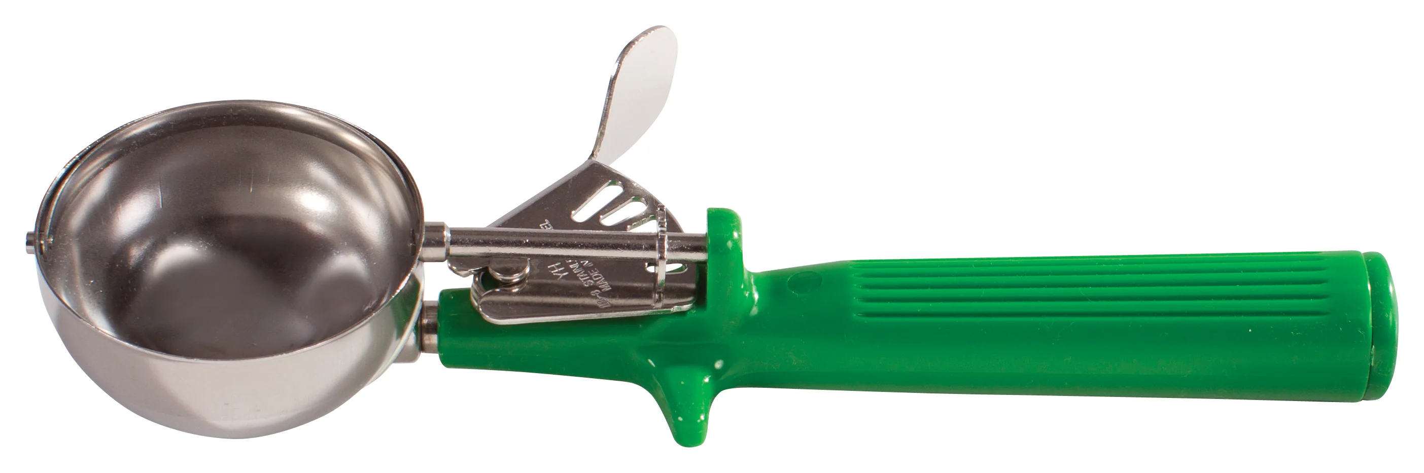 Winco ICOP-12 2-2/3 Oz. Disher Round Bowl Stainless Steel Green Easy Release - Image 2