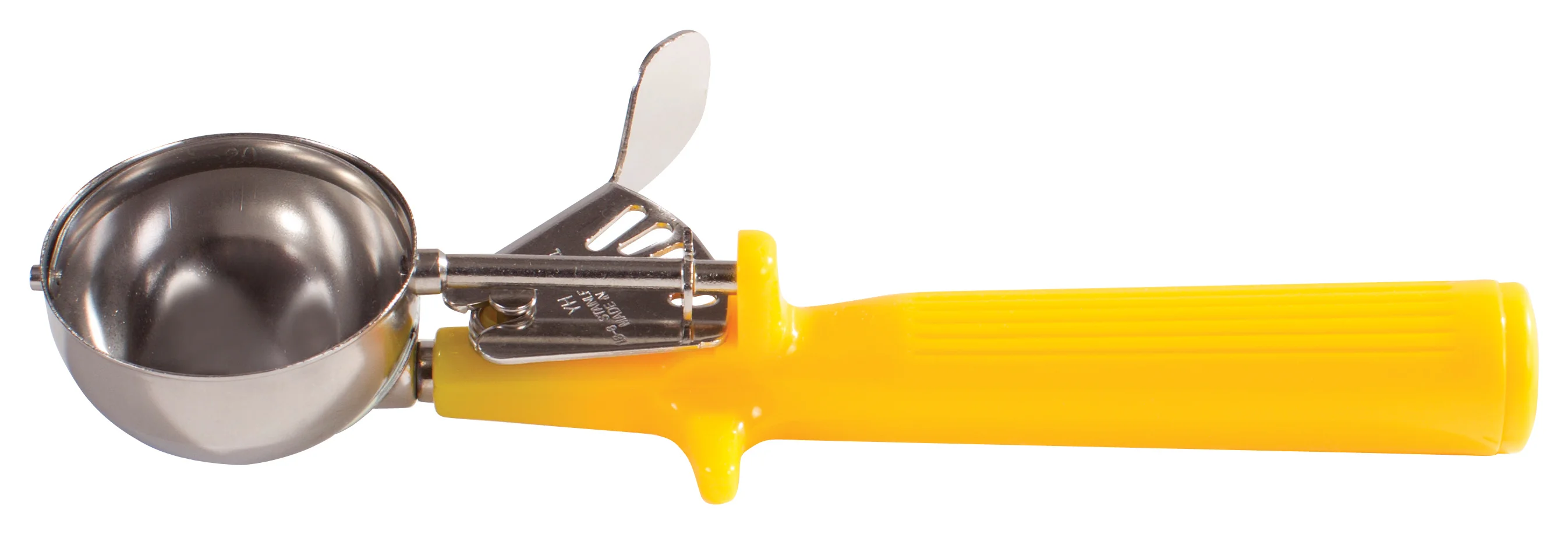Winco ICOP-20 1-5/8 Oz Stainless Steel Round Disher Yellow Easy Release - Image 2