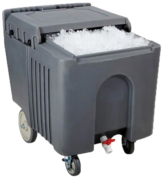 Winco IIC-29 23 Inch Ice Caddy Mobile with Sliding Cover Polyethylene Gray - Image 2
