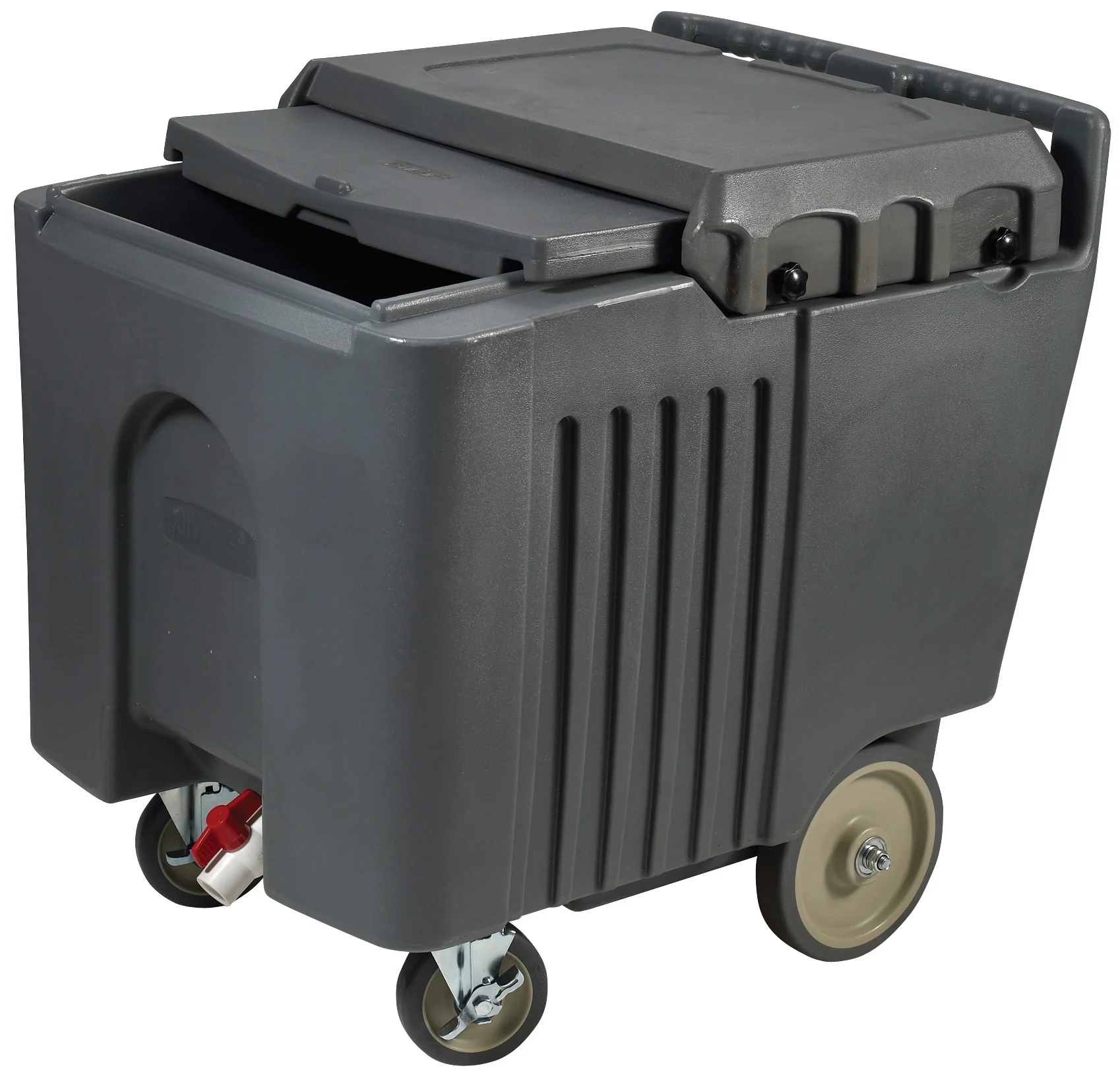 Winco IIC-29 23 Inch Ice Caddy Mobile with Sliding Cover Polyethylene Gray - Image 3