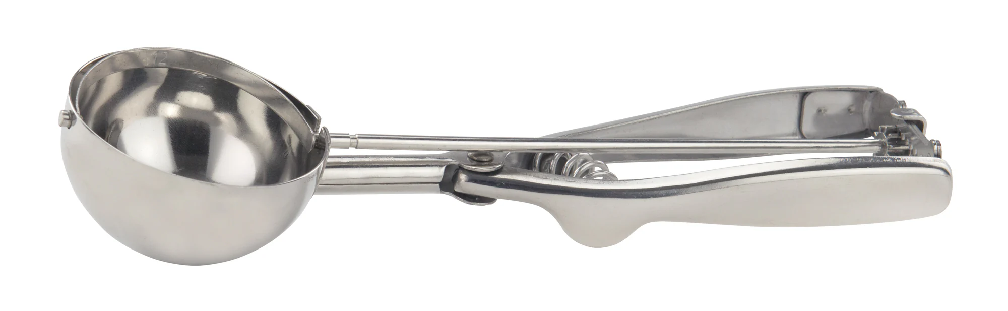 Winco ISS-12 3-1/4 Oz Round Disher Portioner Squeeze Handle Stainless Steel - Image 2