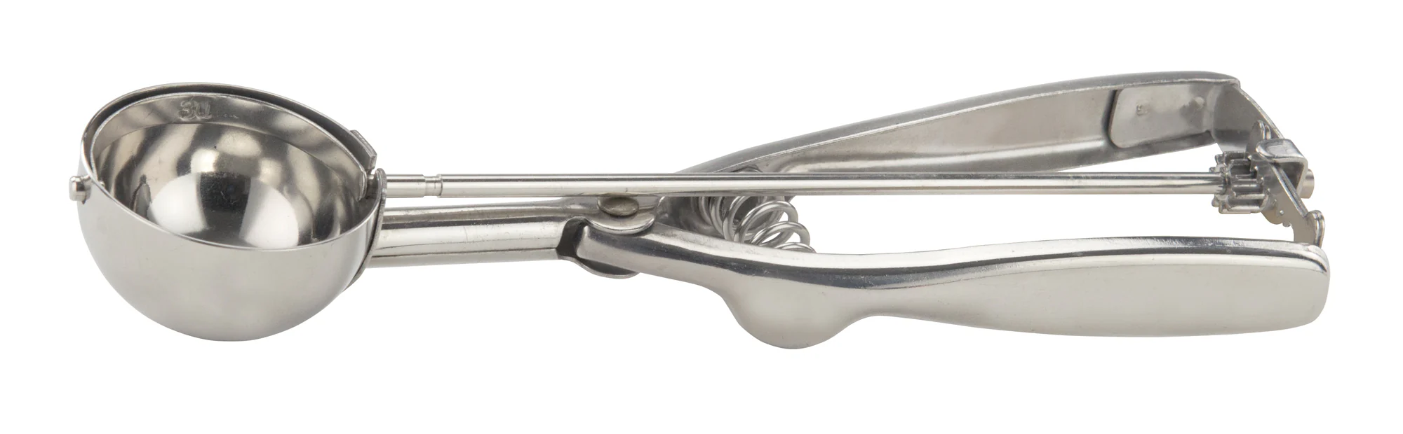 Winco ISS-30 1-1/4 Oz. Disher Portioner Round Squeeze Handle Stainless Steel