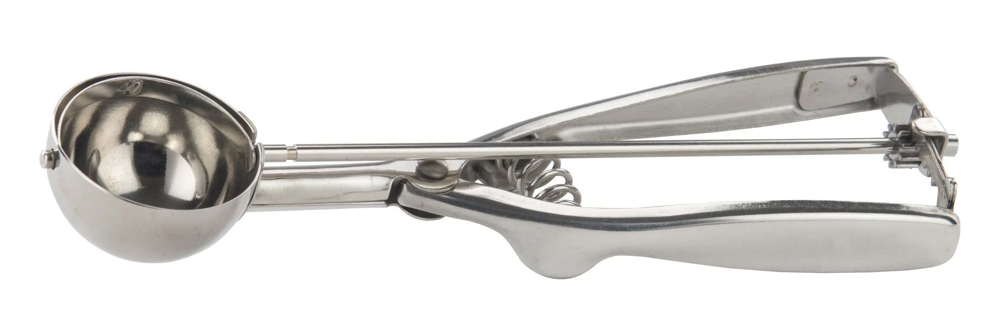 Winco ISS-40 7/8 Oz. Disher Round Bowl with Squeeze Handle Stainless Steel