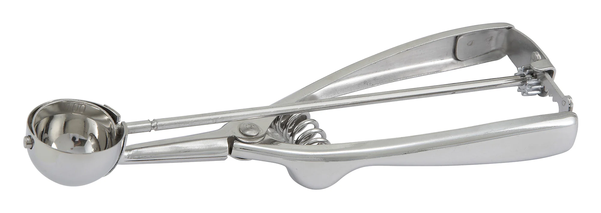Winco ISS-60 9/16 Oz Disher Squeeze Handle Round Bowl Stainless Steel - Image 2