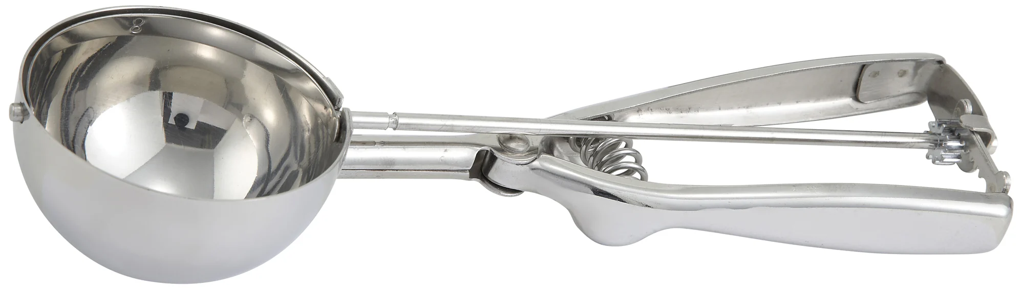 Winco ISS-8 4 Oz Disher Portioner Round 2-3/4 Inch Stainless Steel with Ergonomic Handle - Image 2