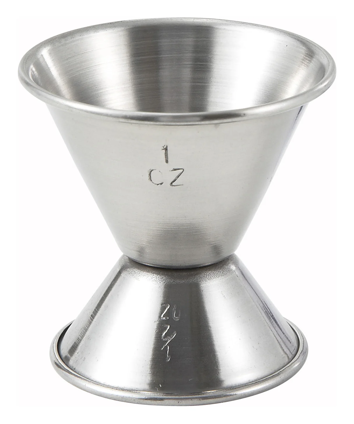 Winco J-1 1/2 Oz. to 1 Oz. Jigger with Stainless Steel Construction