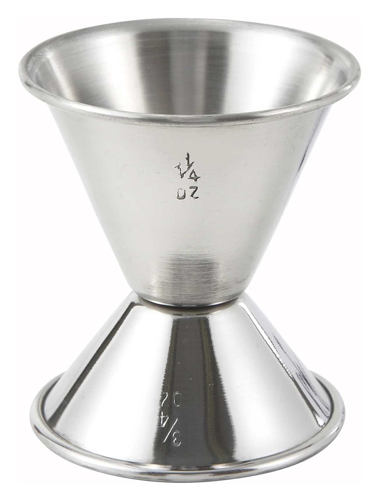 Winco J-2 3/4 Oz. X 1-1/4 Oz. Stainless Steel Jigger with Dual Measurements - Image 2
