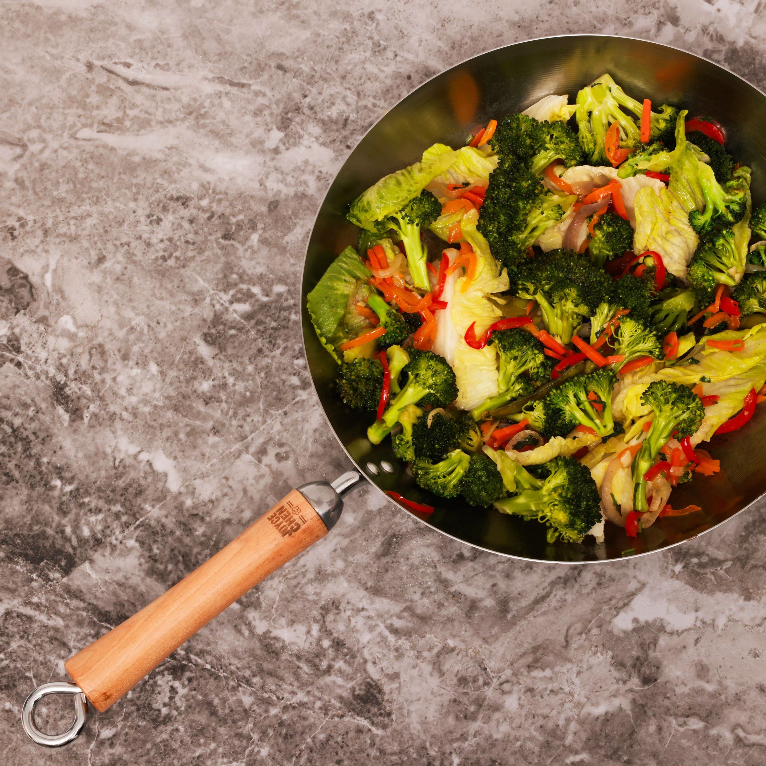 Carbon Steel Stir-Fry Pan 12 Inch - Winco J21-9979 Joyce Chen Birch Handle - Image 6