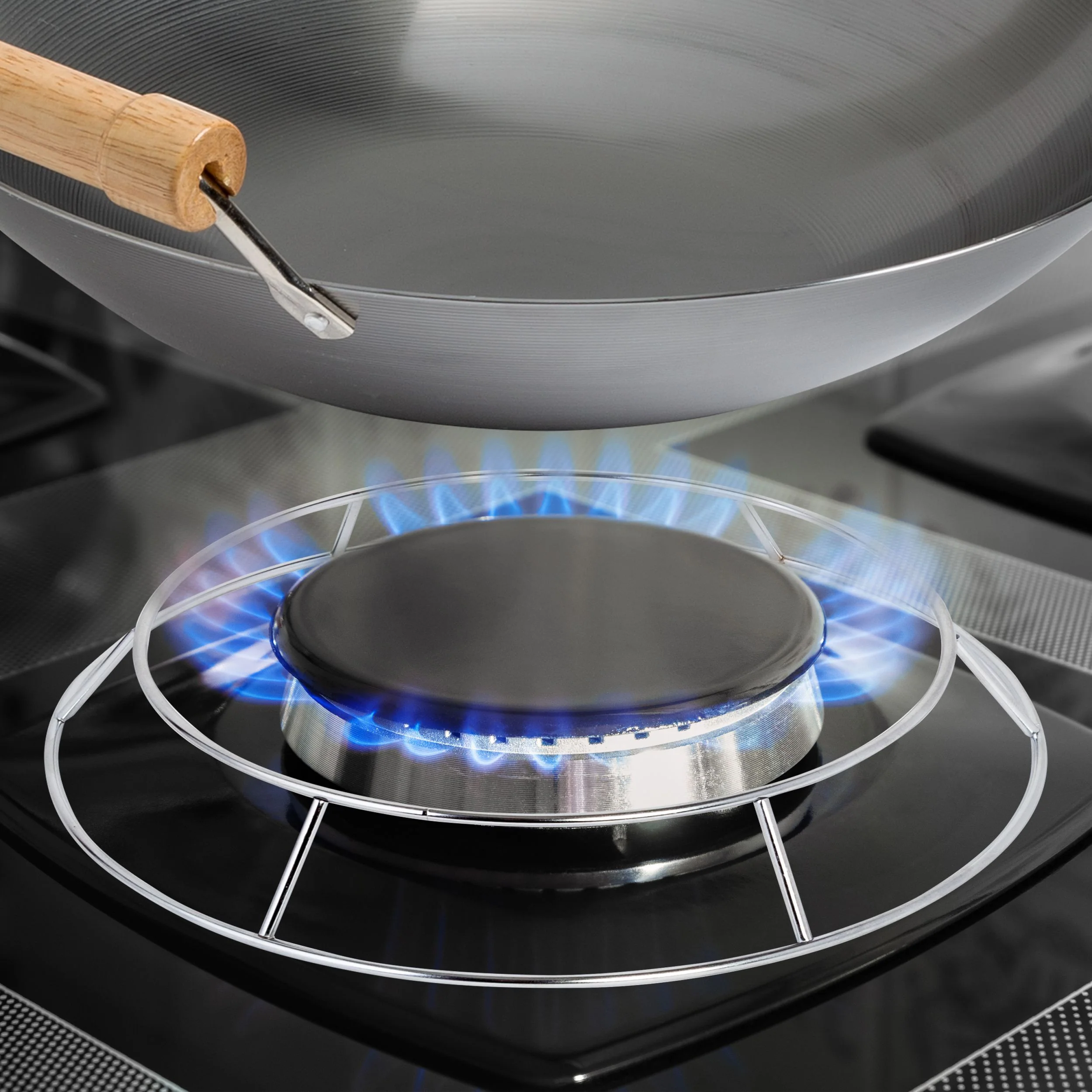 Winco J31-0063 10 Inch Wok Ring with Traditional Round Bottom Woks - Image 3