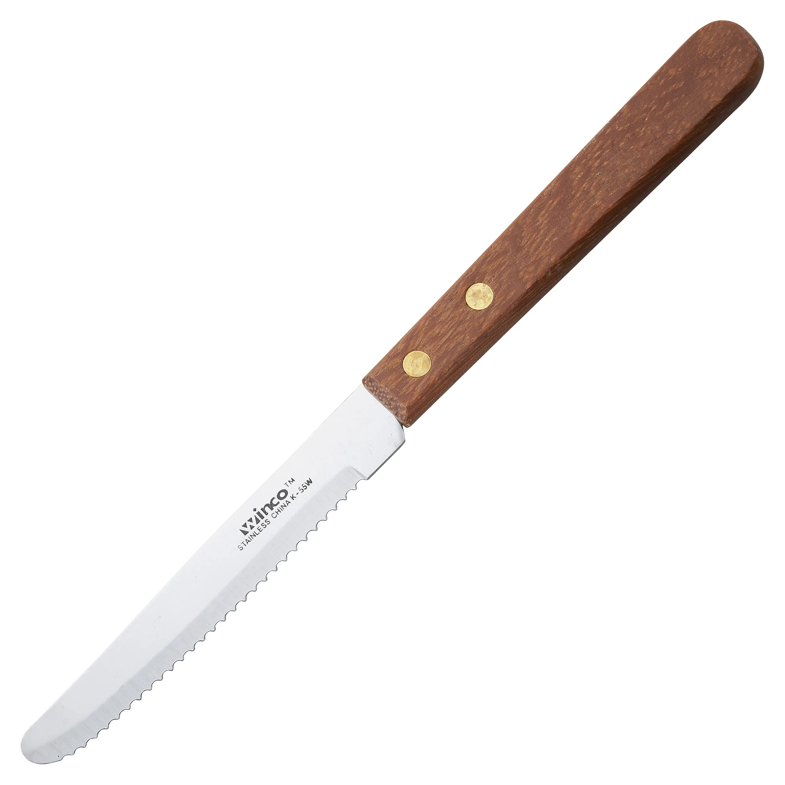 Winco K-55W 4-1/2 Inch Blade 8-1/2 Inch Overall Length Steak Knife Wooden Handle - Image 2