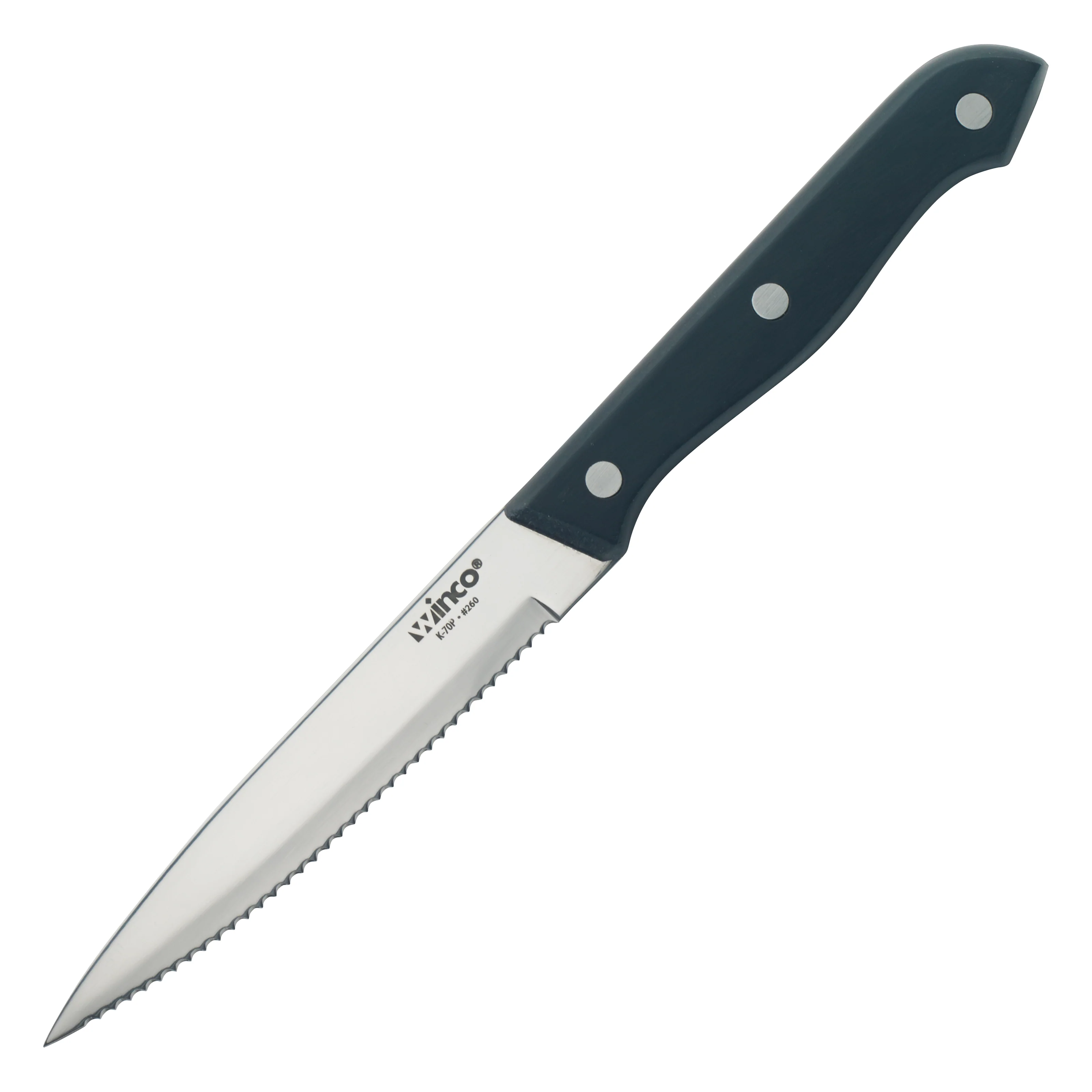 Winco K-70P 5 Inch Blade 9-3/8 Inch Overall Length Steak Knife Solid POM Handle - Image 2