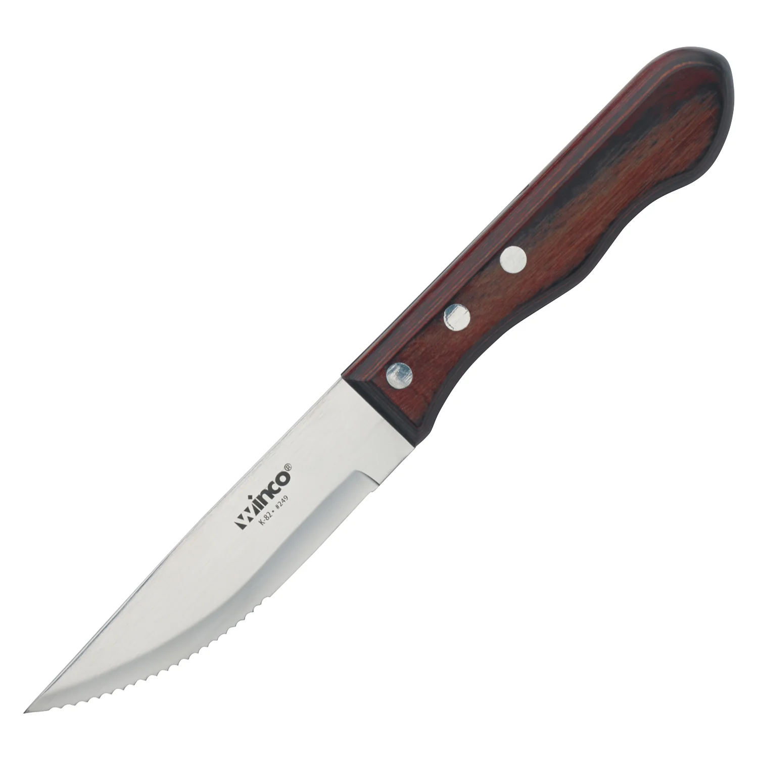 Winco K-82 4-3/4 Inch Blade 9-3/4 Inch Jumbo Steak Knife Brazilian Polywood Handle - Image 3