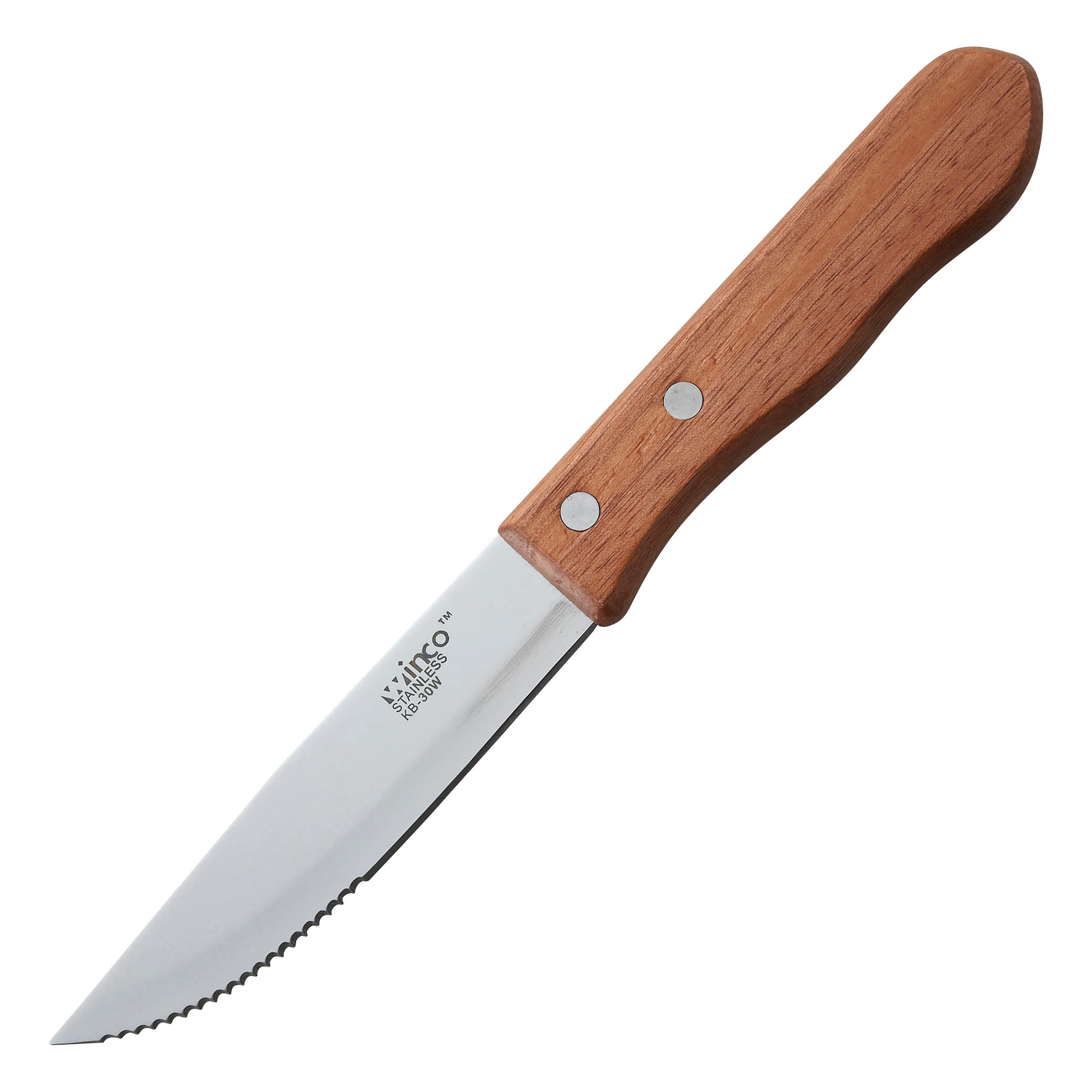 Winco KB-30W 5-Inch Blade 10-Inch Overall Jumbo Steak Knife with Oak Handle - Image 2